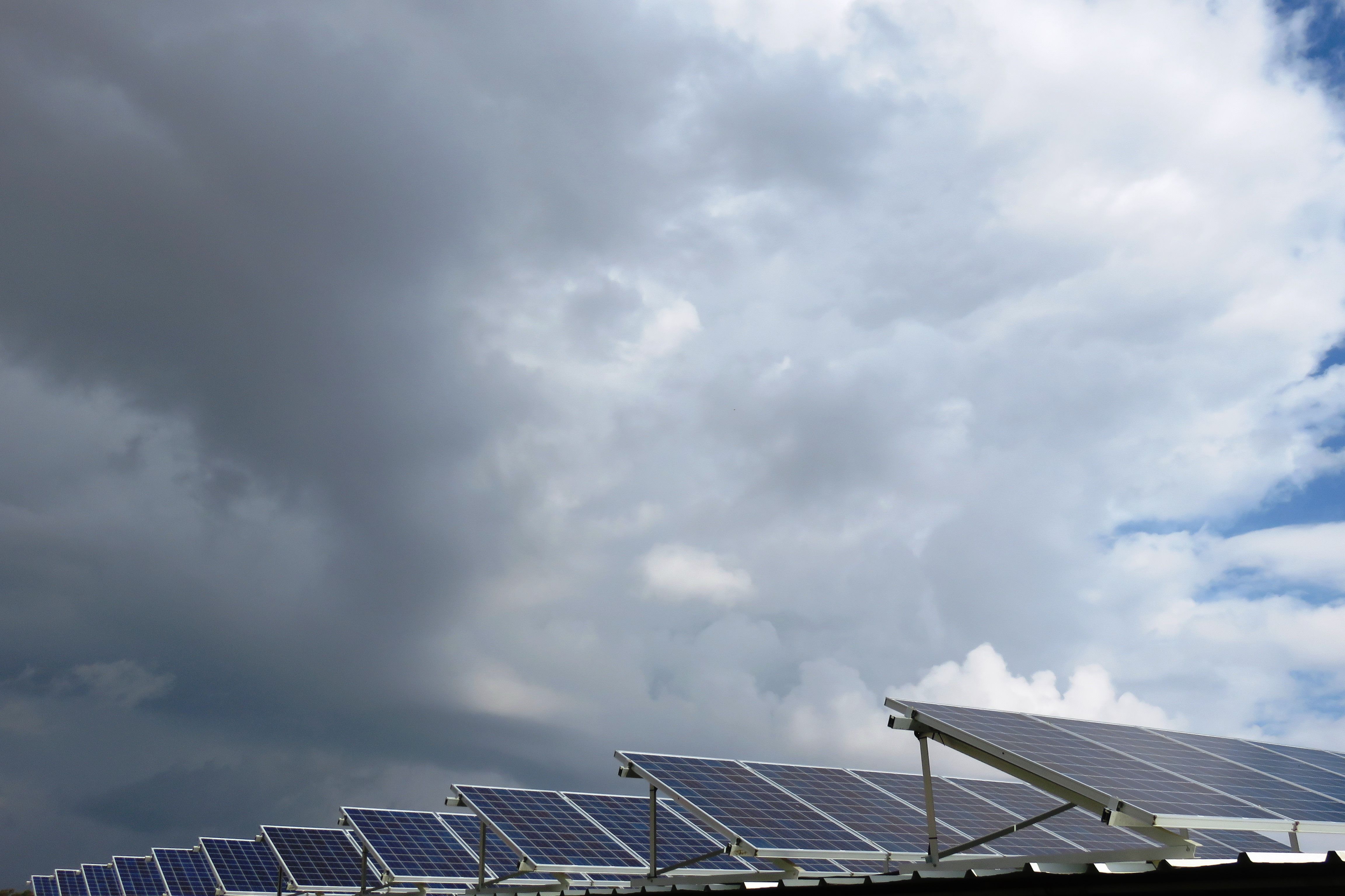 solar panels cloudy day