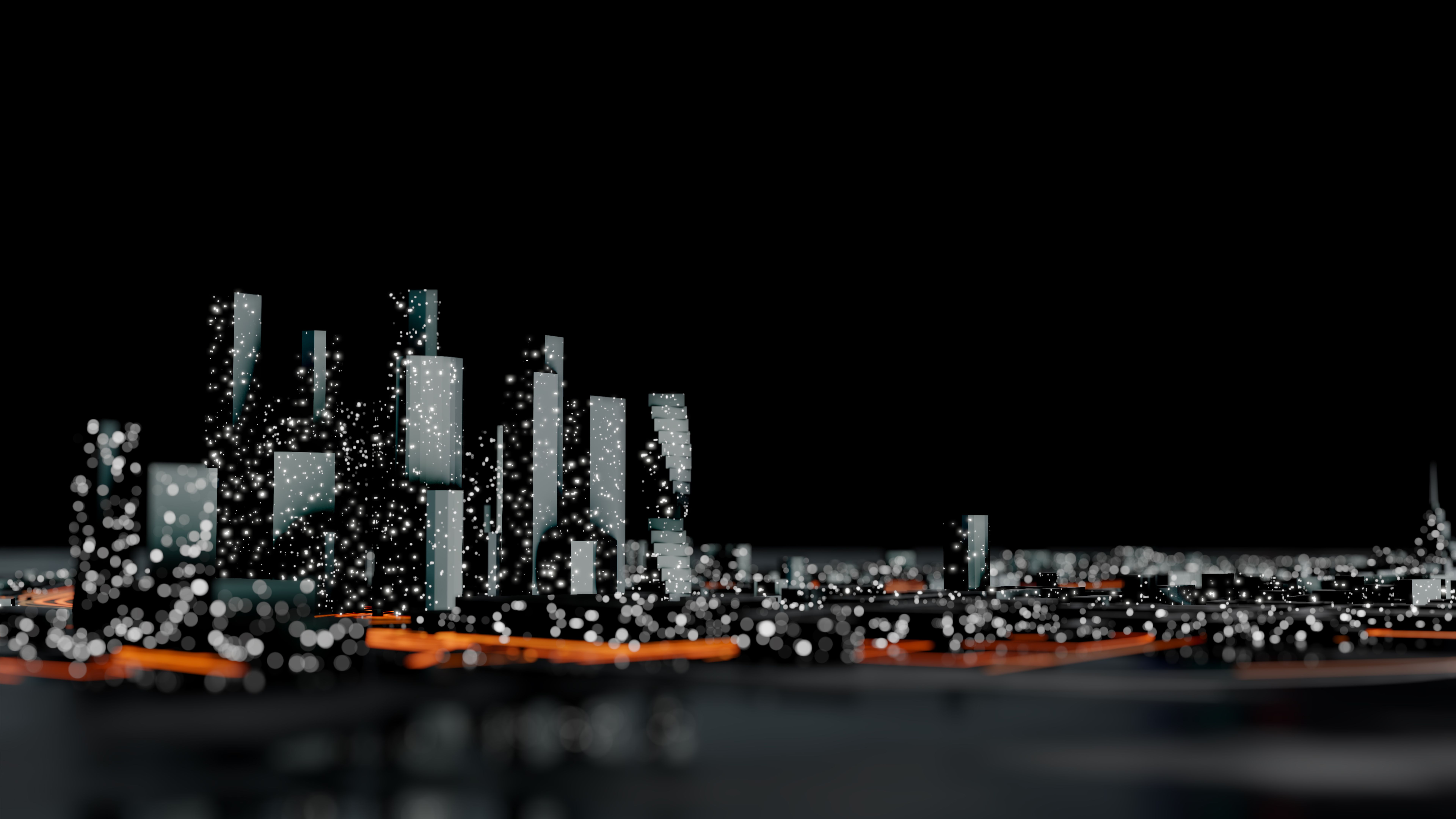 Abstract modern city at night. 3D illustration