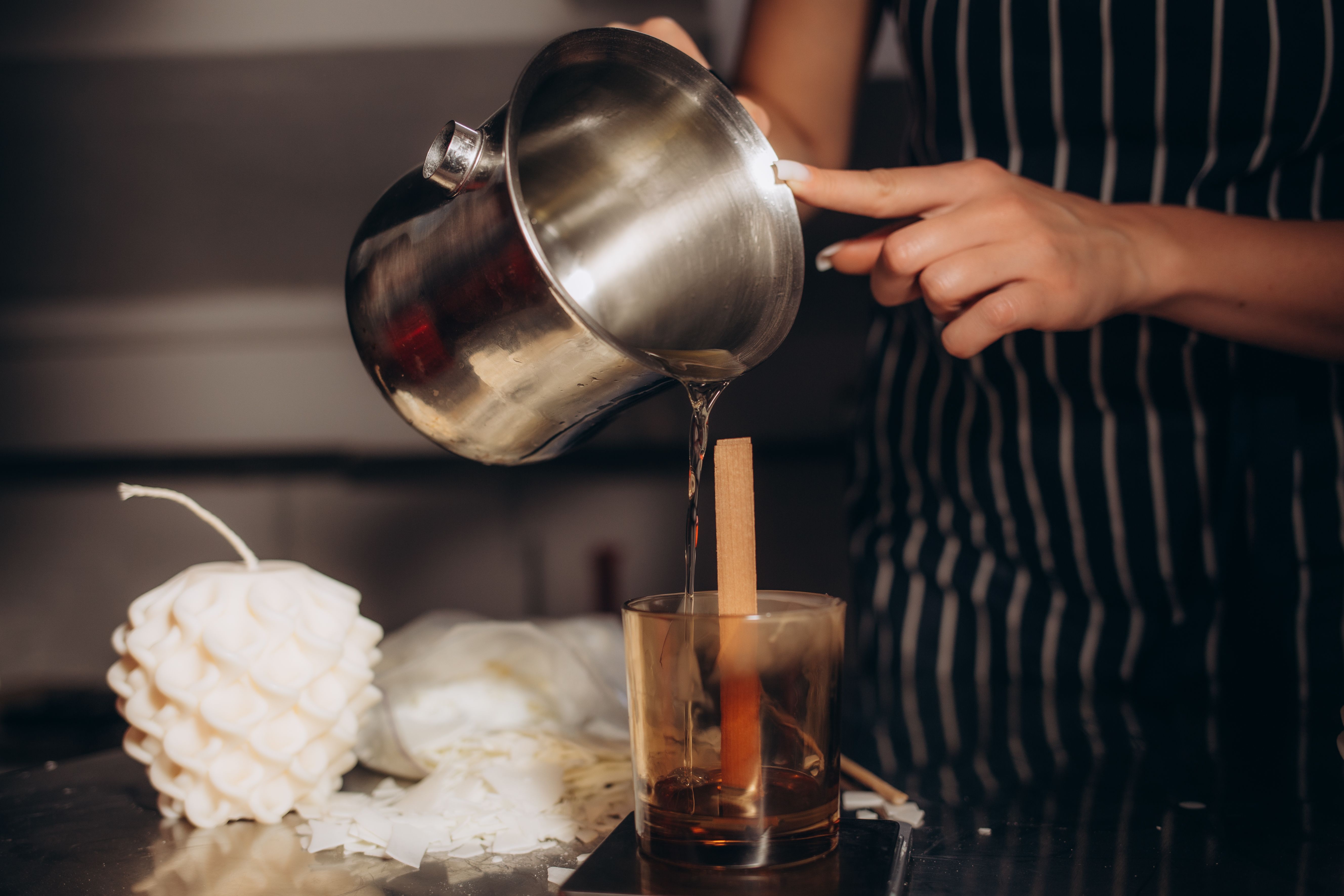 pouring candle wax