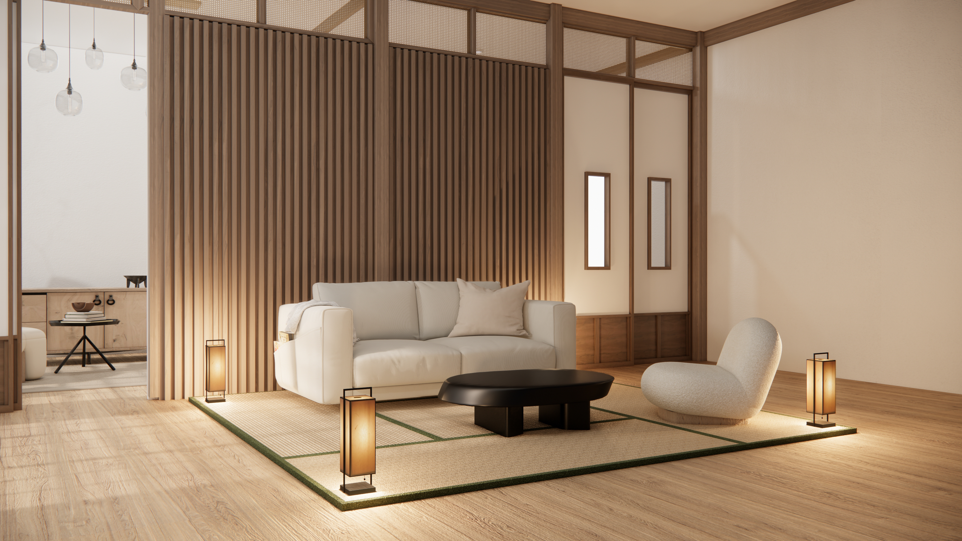 Sofa furniture and mockup modern room design minimal.3D rendering