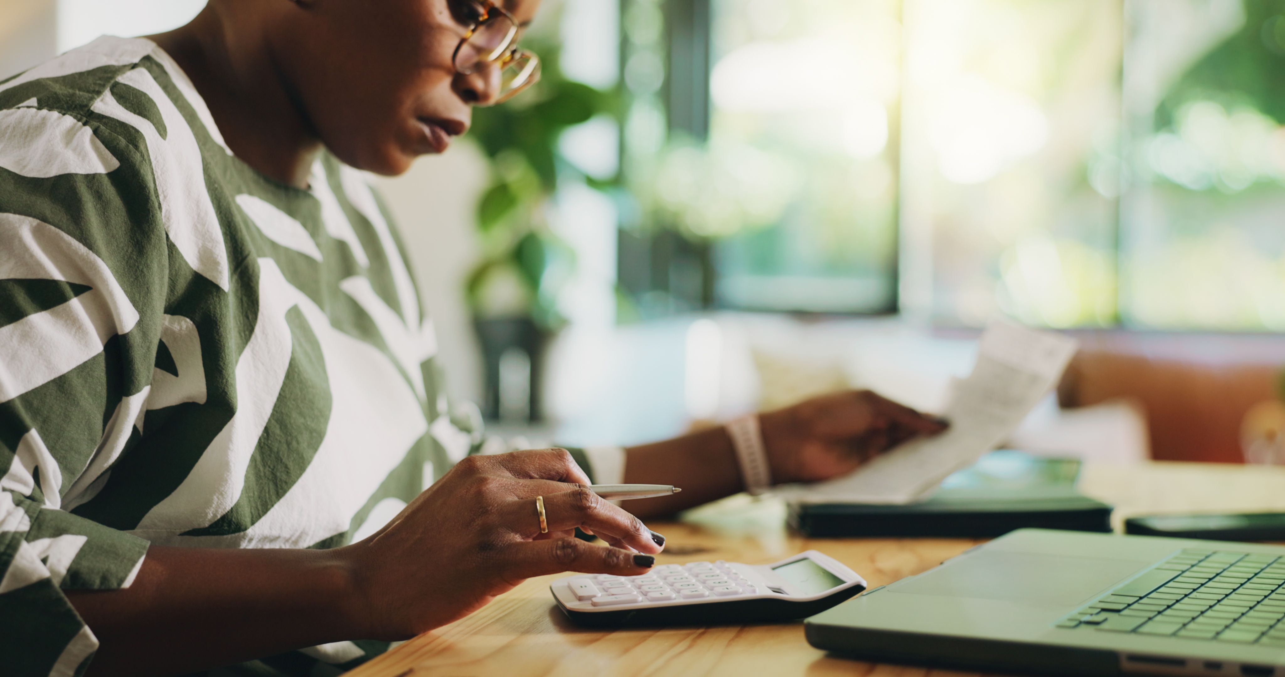 calculator and receipts