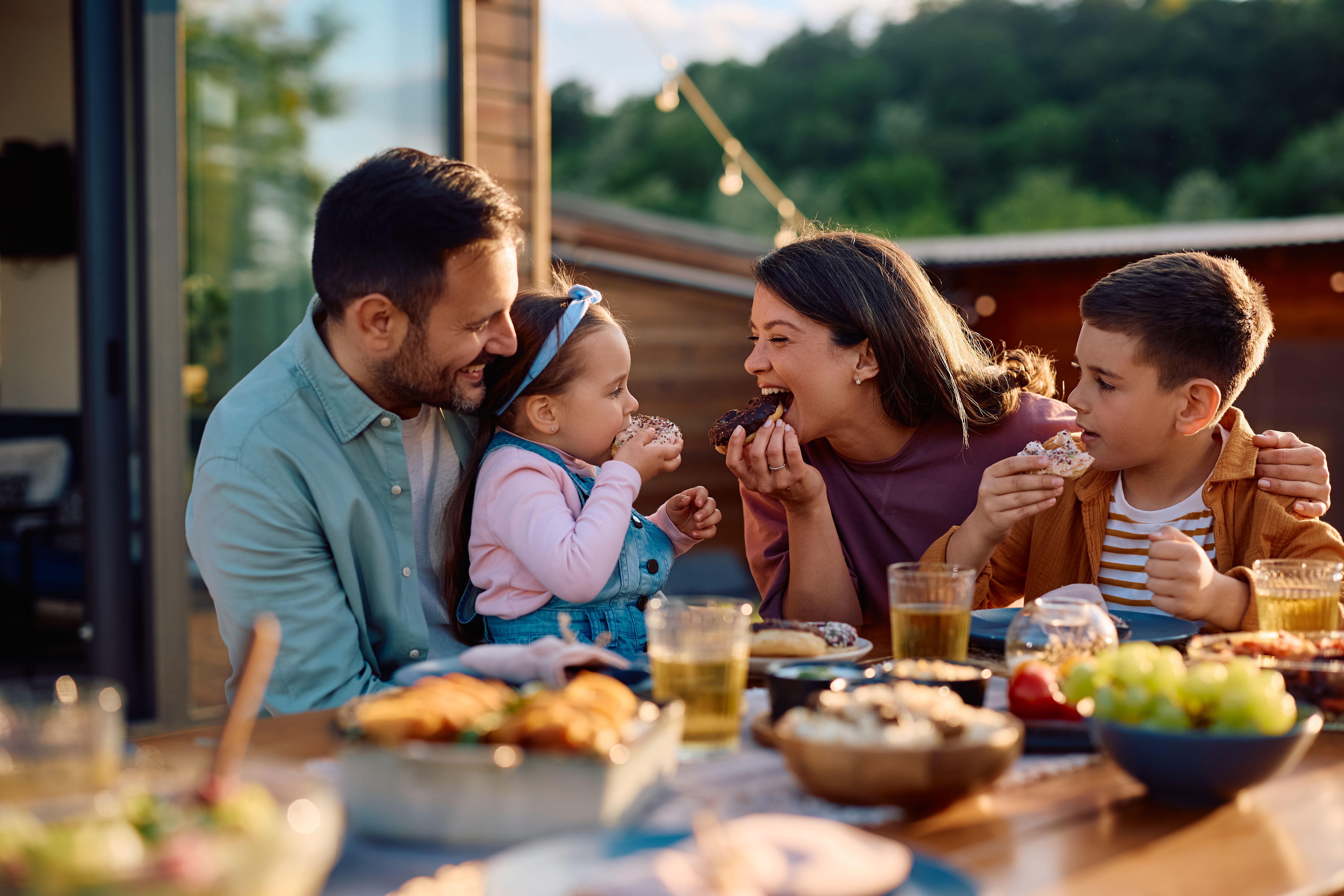 family enjoying sweets