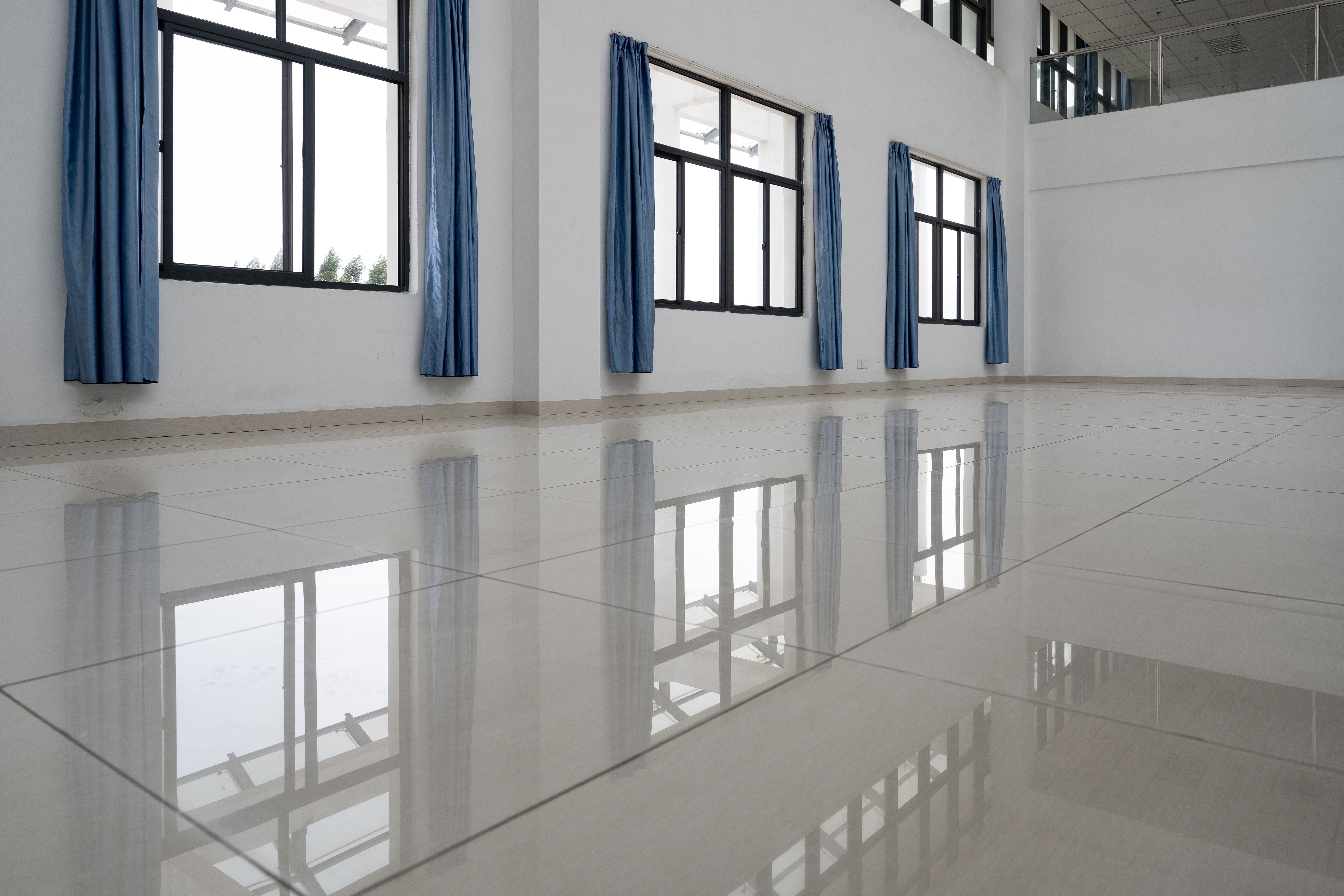 Bright office building lobby