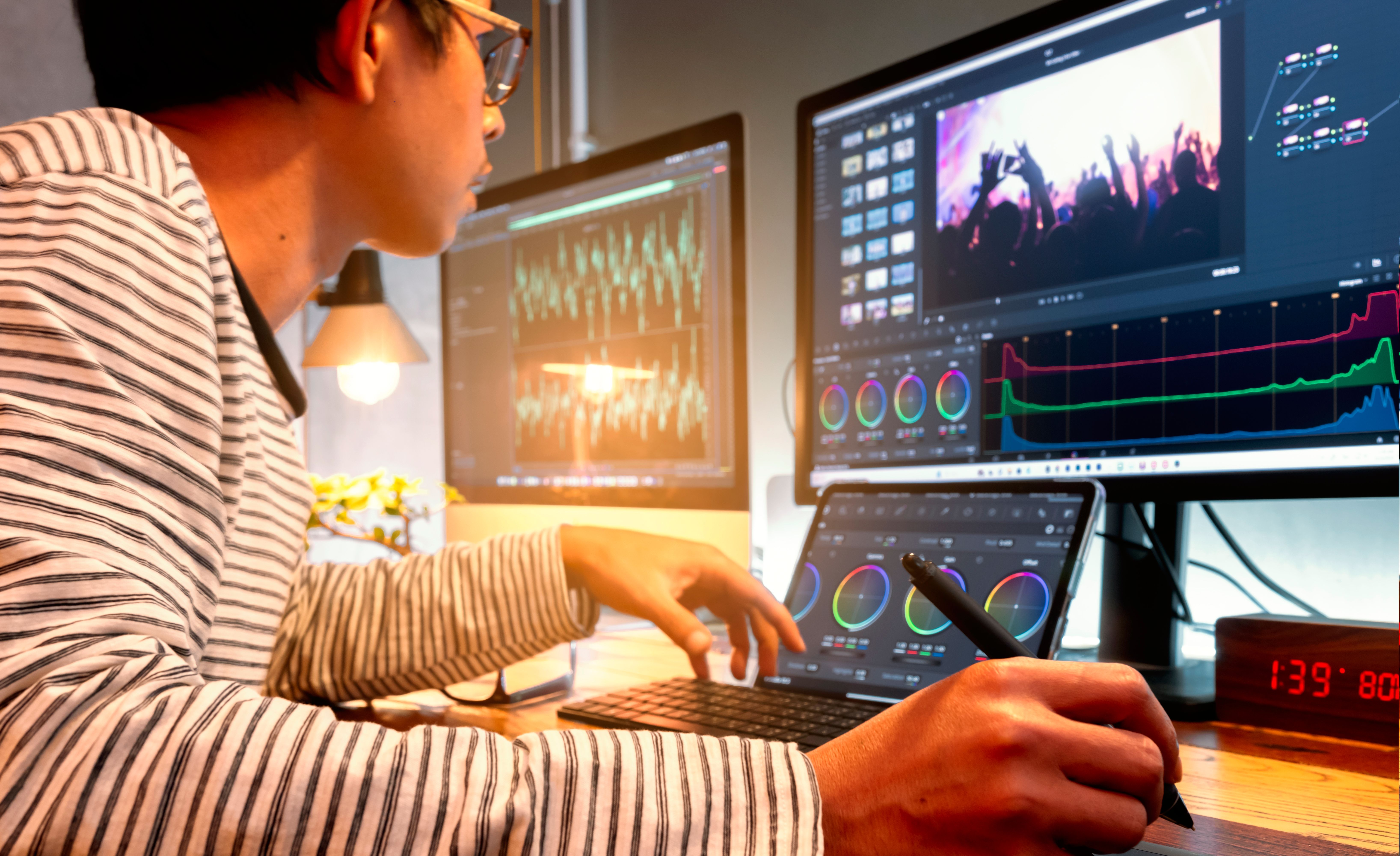 filmmaker using computer
