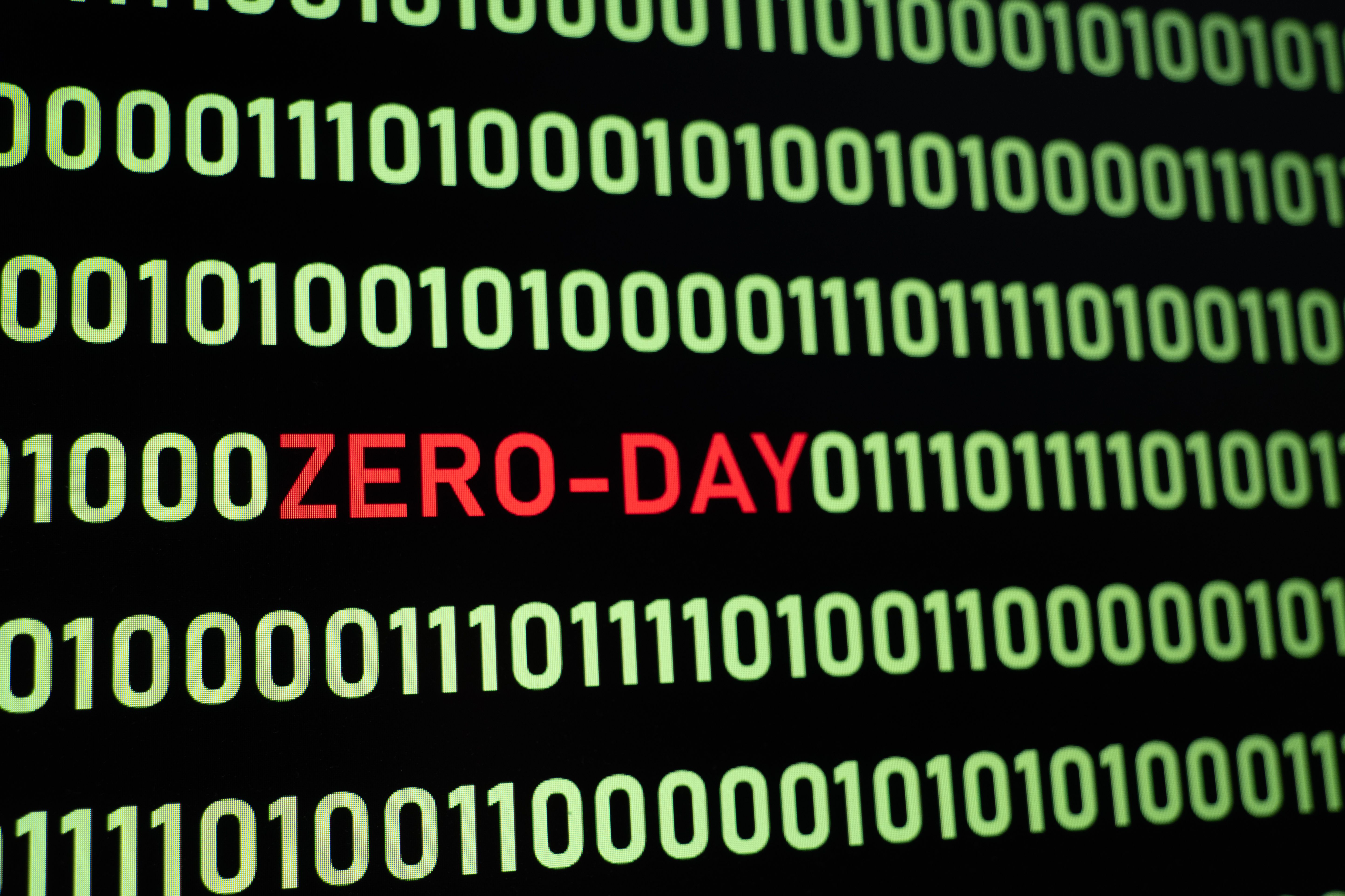 ZERO-DAY text and binary code,A zero-day vulnerability is a flaw in software or hardware. ZERO-DAY text and binary code,A zero-day vulnerability is a flaw in software or hardware.