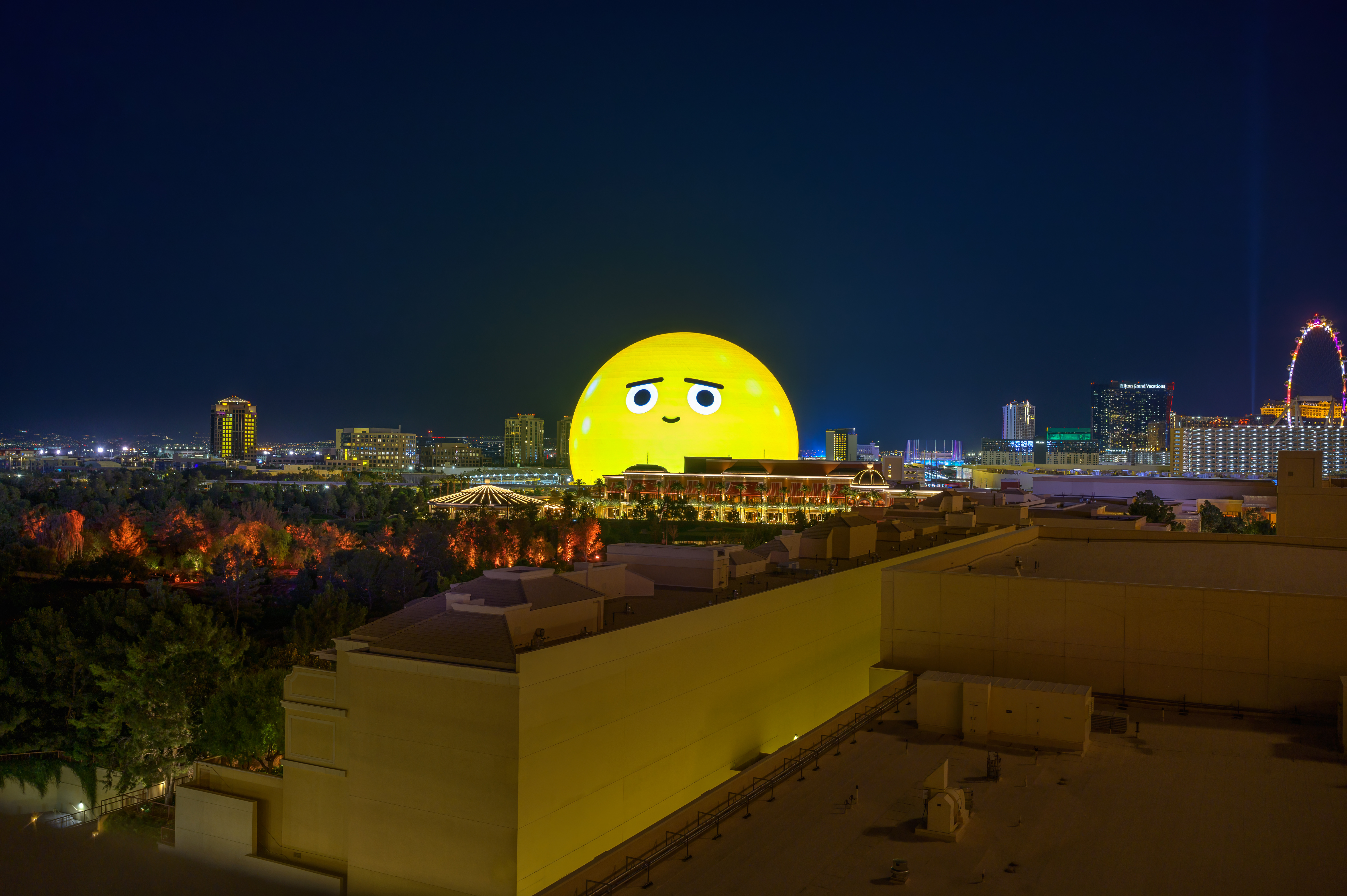 MSG Sphere in Las Vegas, Nevada, at night
