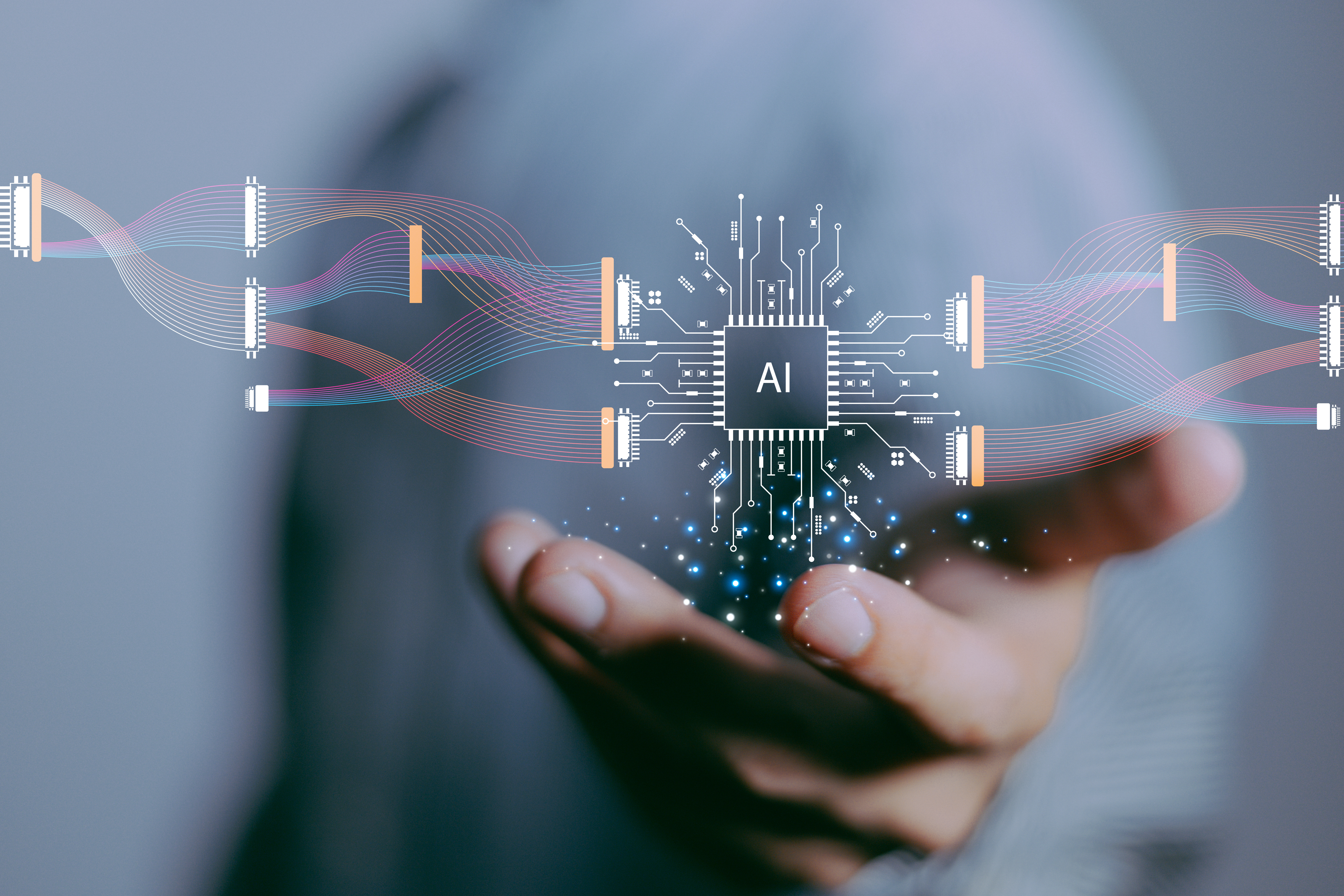 focus hand of businessman show virtual graphic data connect with AI.Using AI to sucess everything, Futuristic data technology. focus hand of businessman show virtual graphic data connect with AI.Using AI to sucess everything, Futuristic data technology.