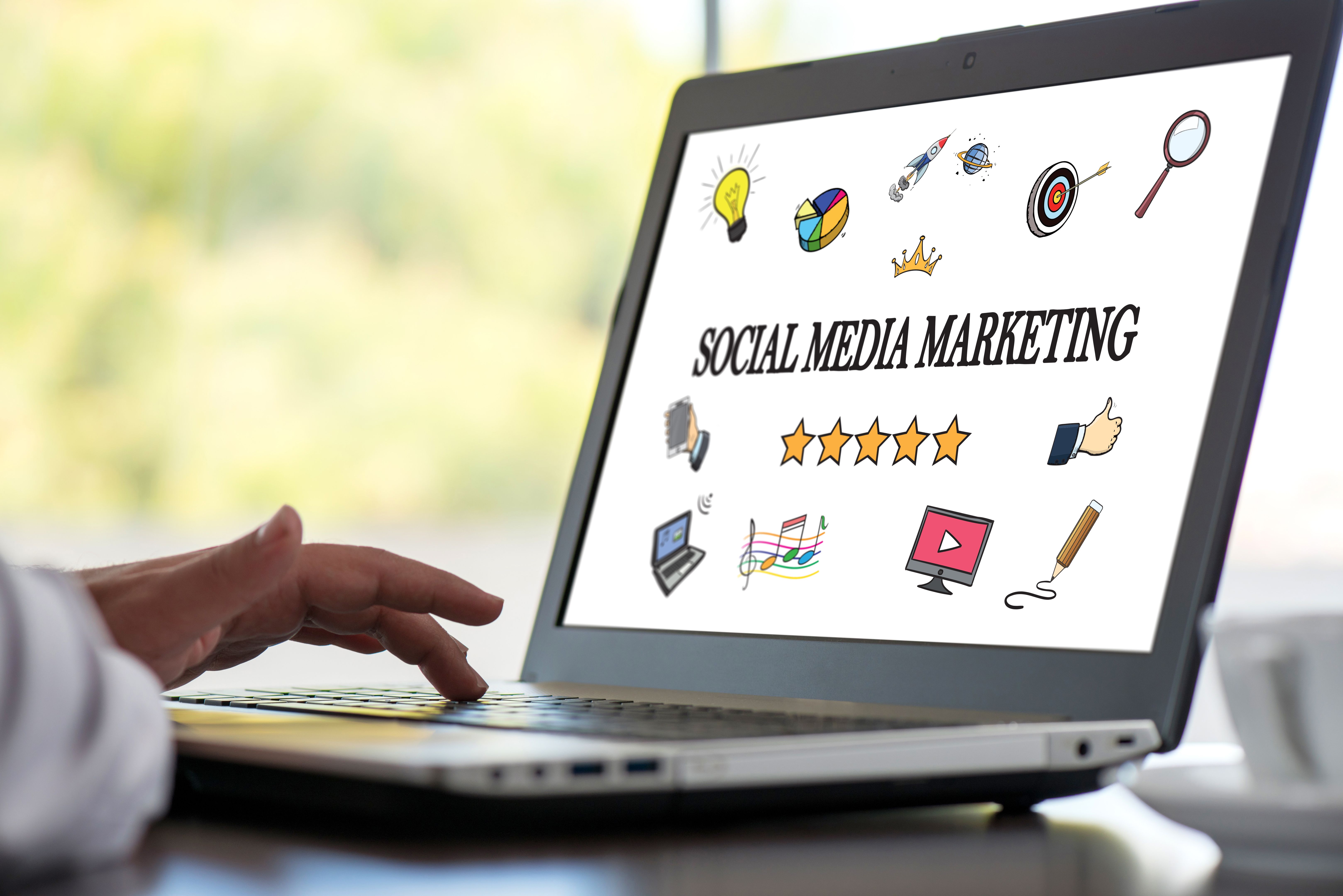 Social Media Marketing Concept on Laptop Computer Screen