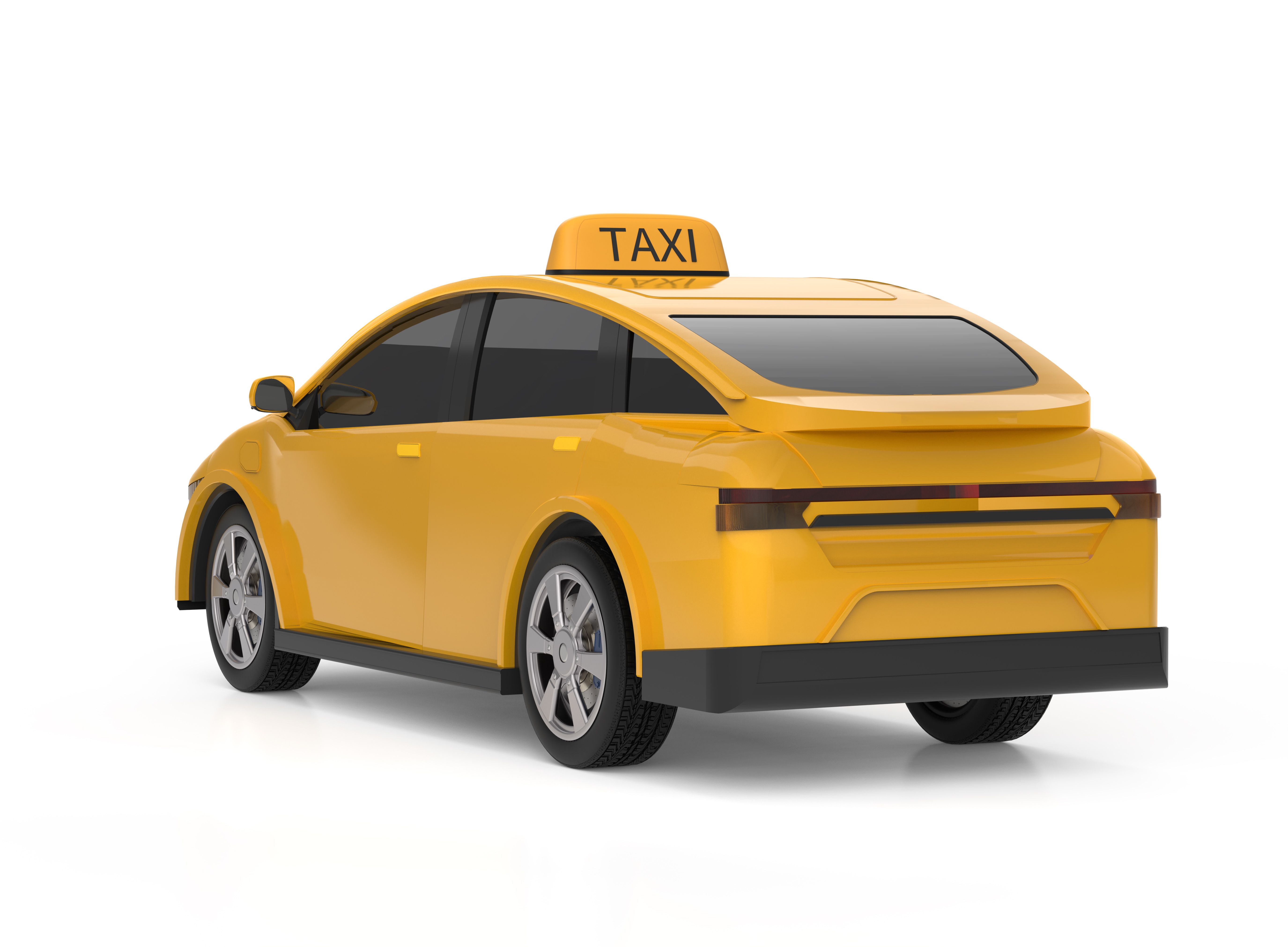 Yellow ev taxi or electric vehicle on white background Yellow ev taxi or electric vehicle on white background