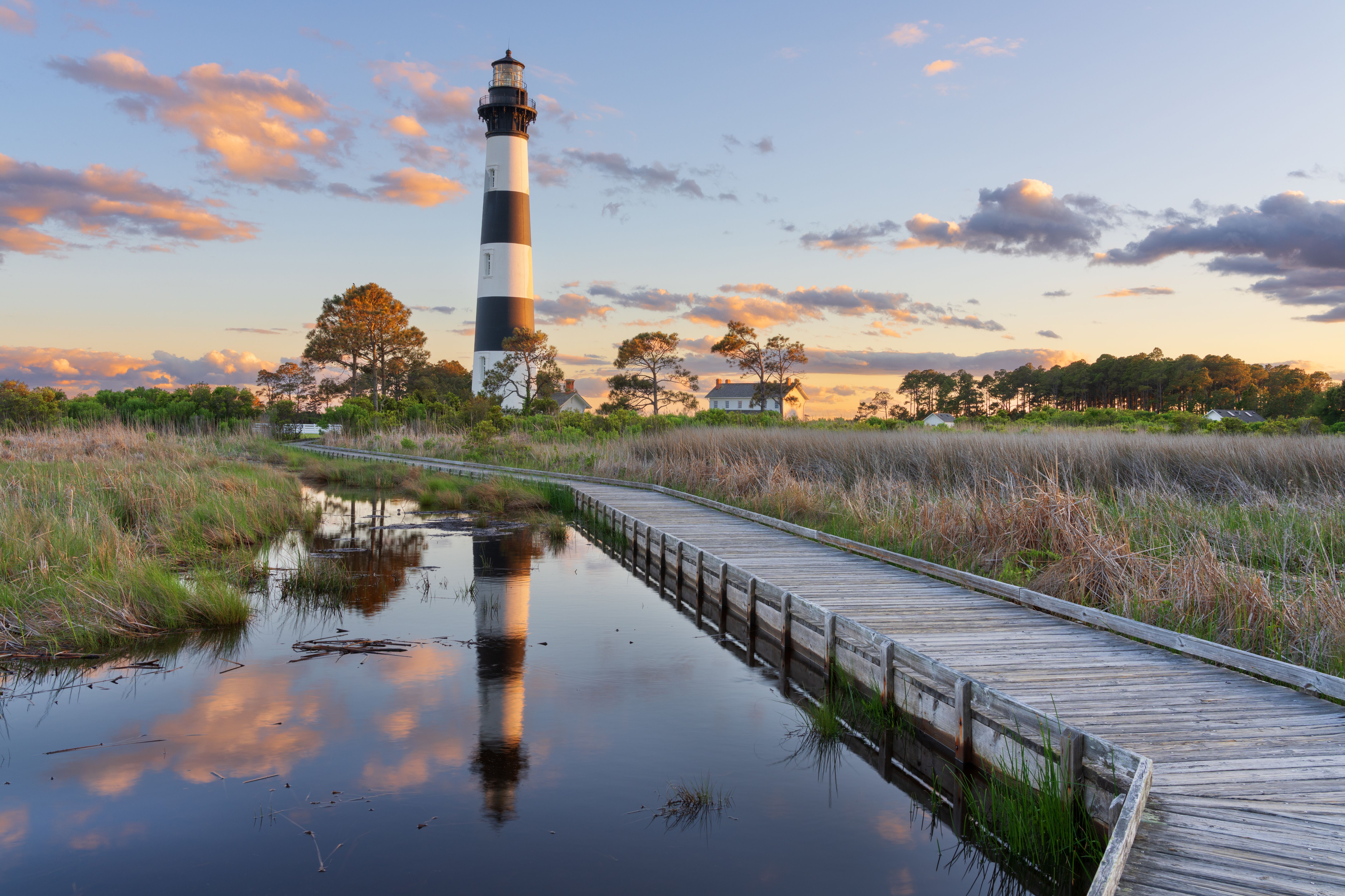 The Bodie Island Light Station in the Outer Banks of North Carolina, USA