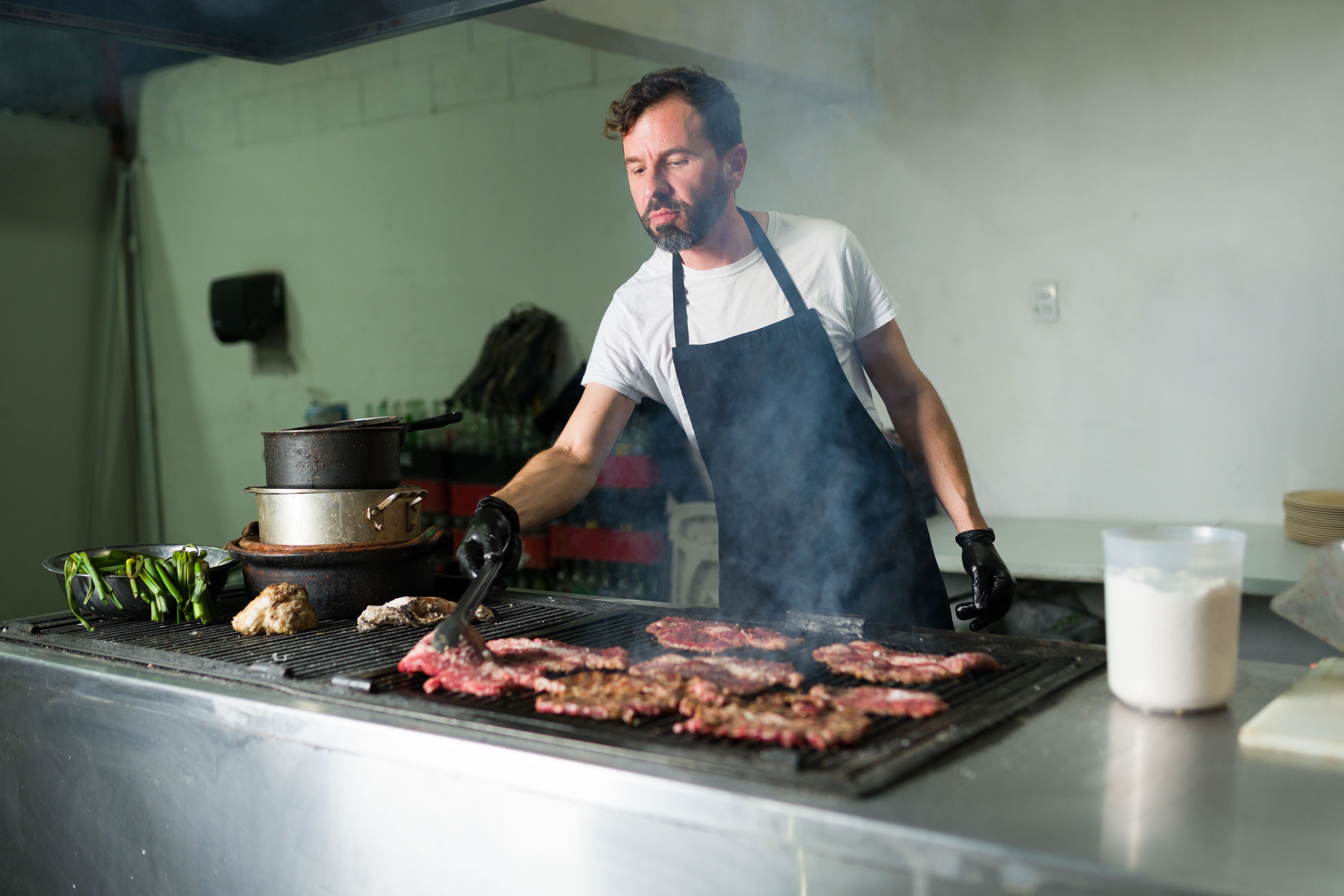 chef cooking beef