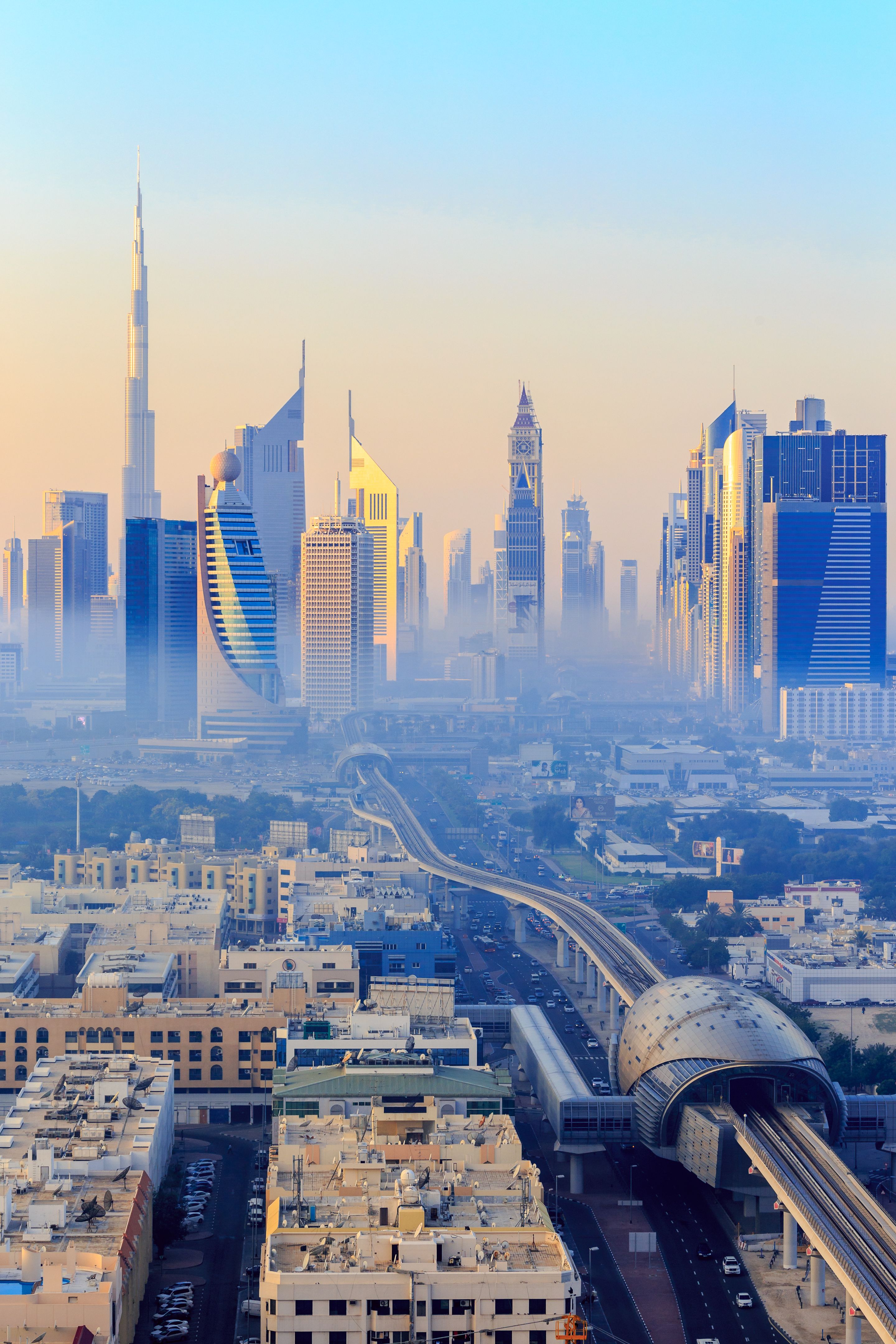 Vertical shot of the beautiful cityscape of Abu Dabi