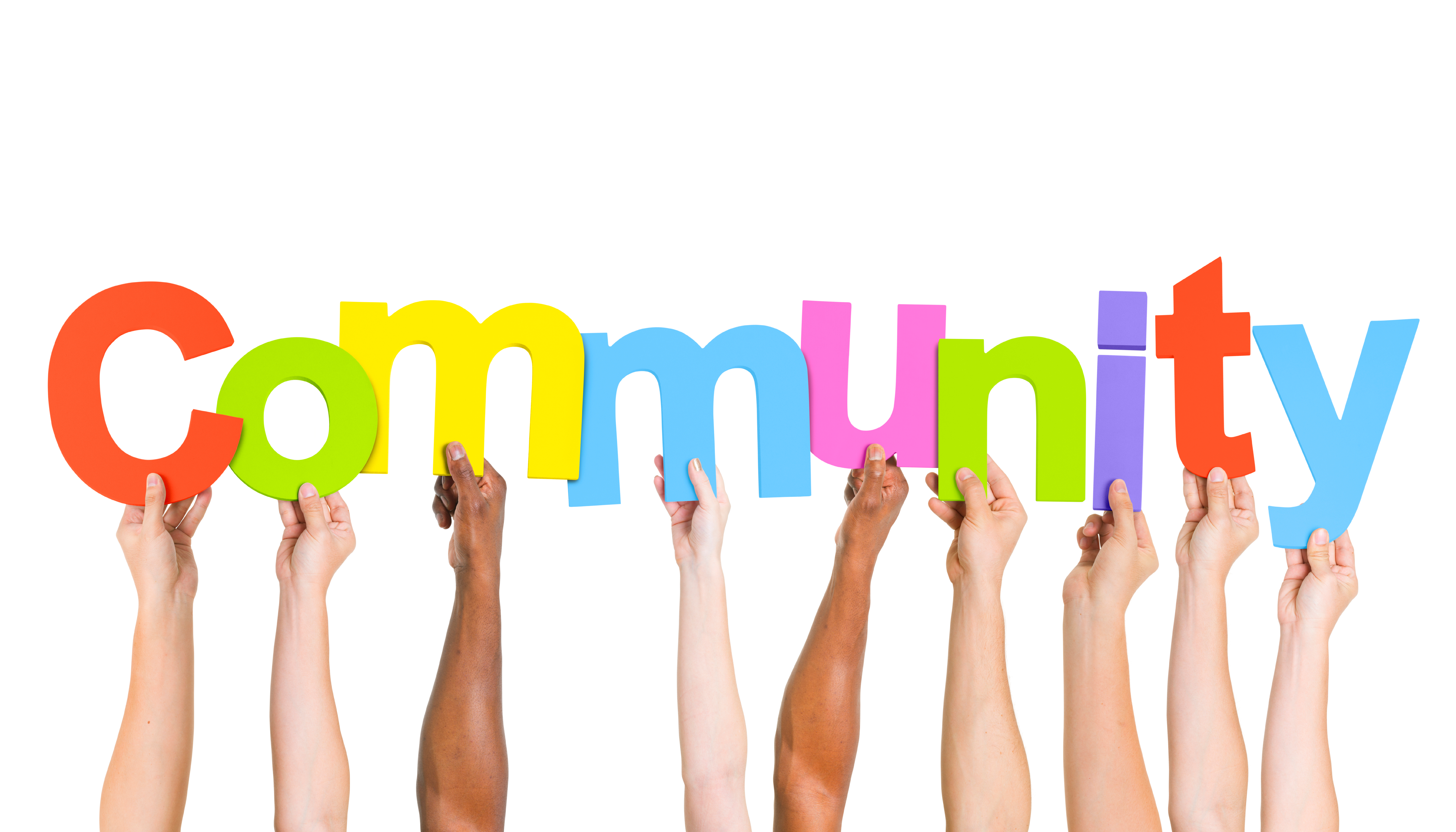 Multi Ethnic People Holding The Word Community Multi Ethnic People Holding The Word Community