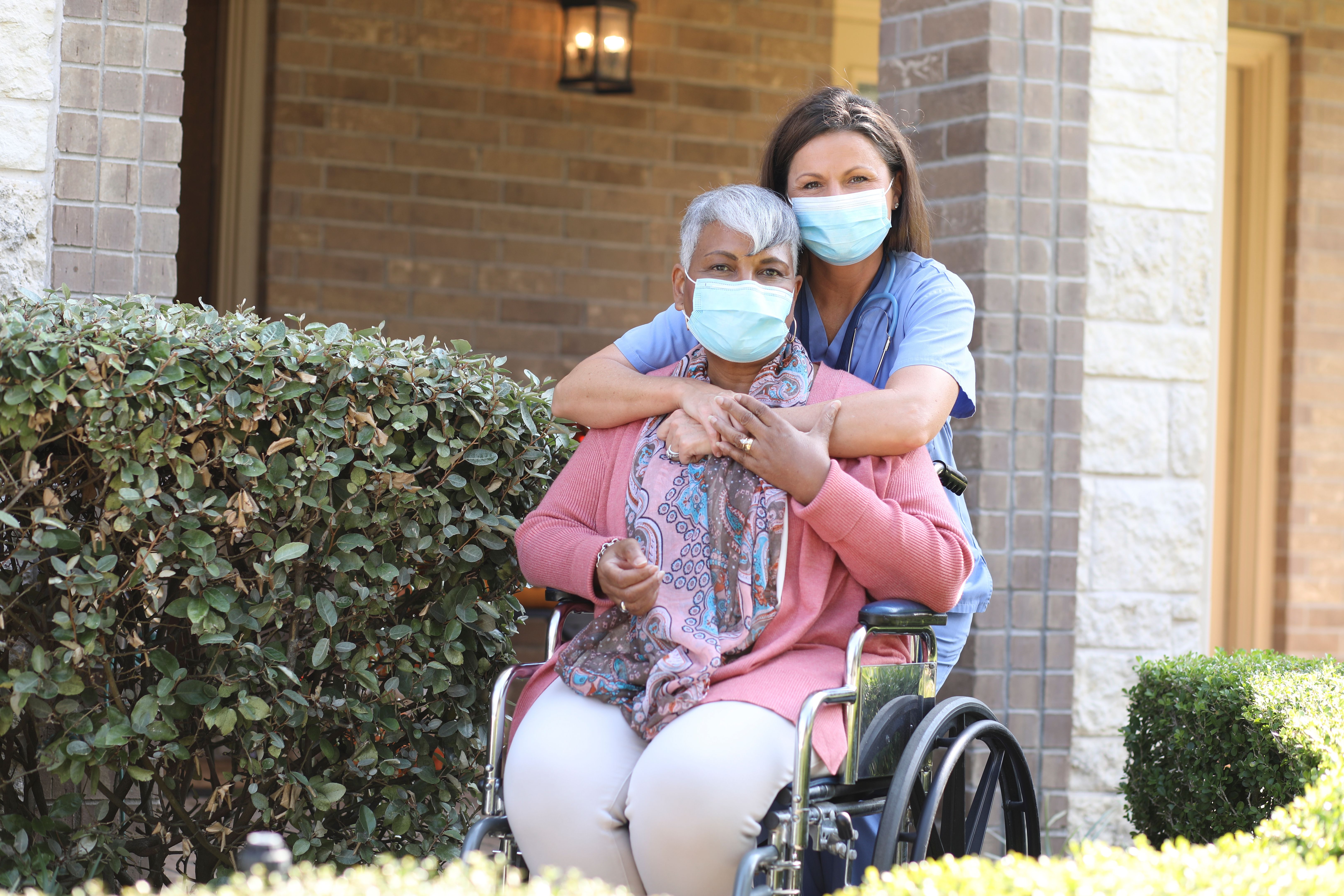 Senior adult woman and home health care nurse. Senior adult woman and home health care nurse.