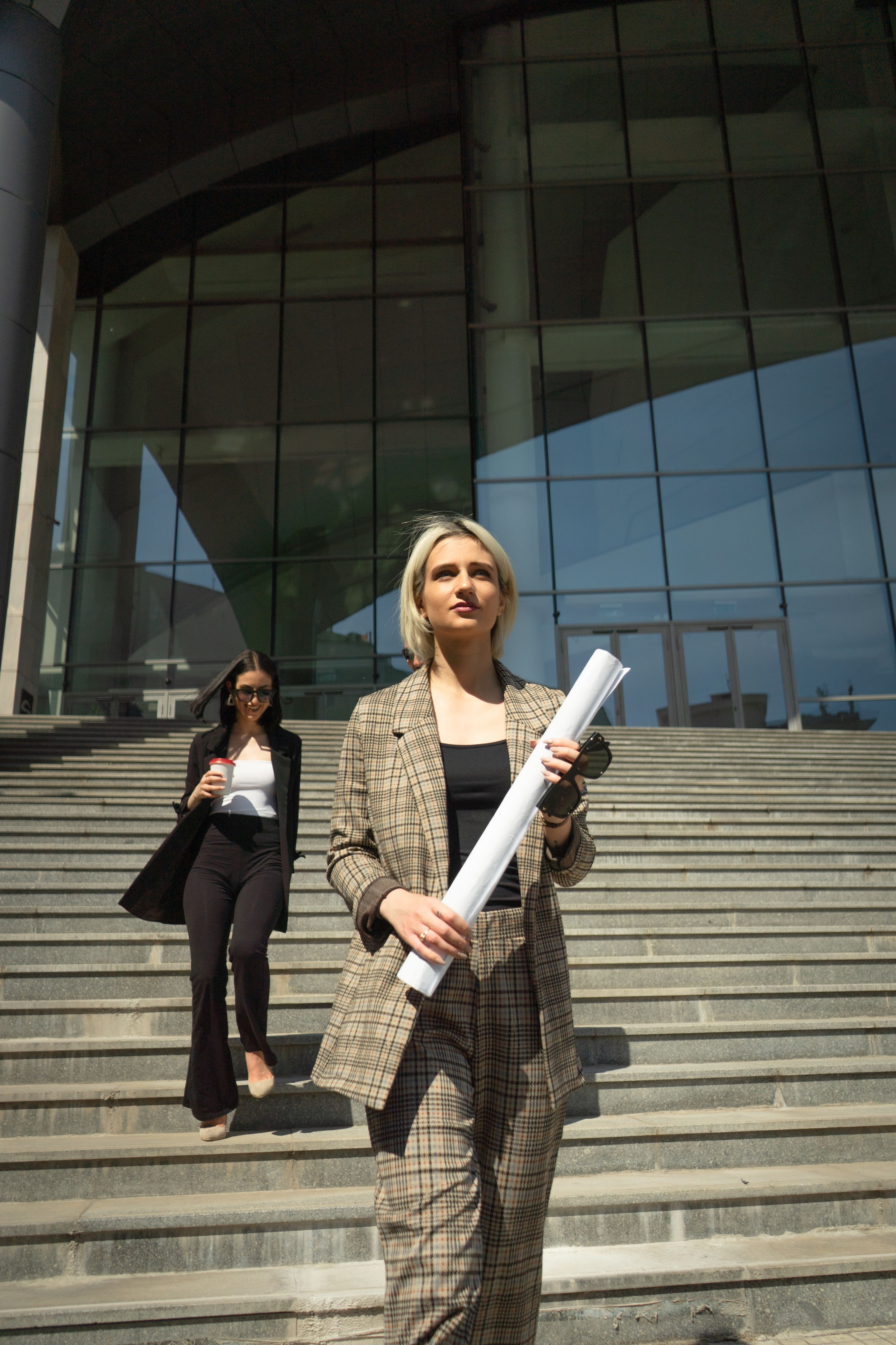 Walking down the stairs Walking down the stairs