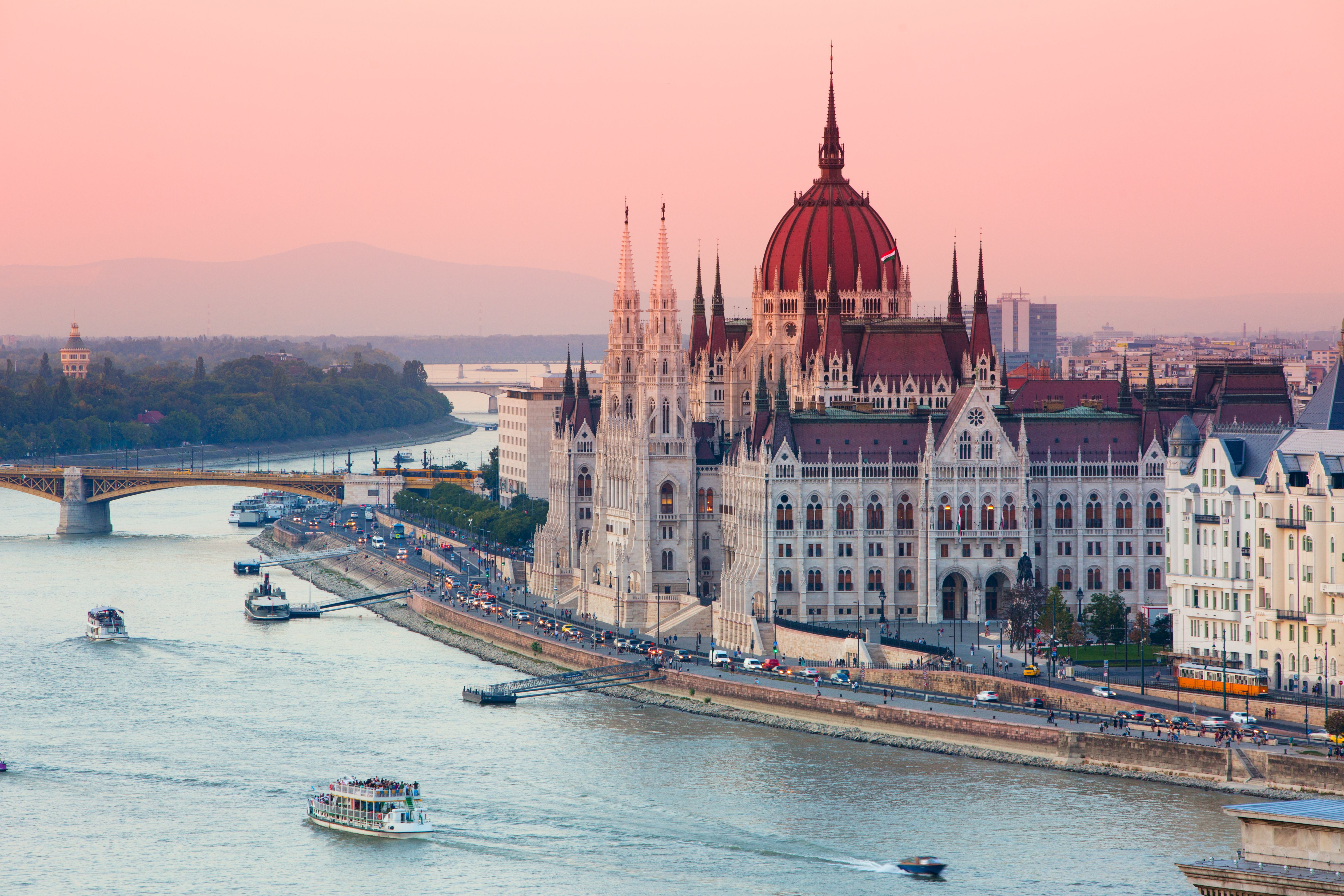 Budapest, Hungarian parliament in sunset Budapest, Hungarian parliament in sunset