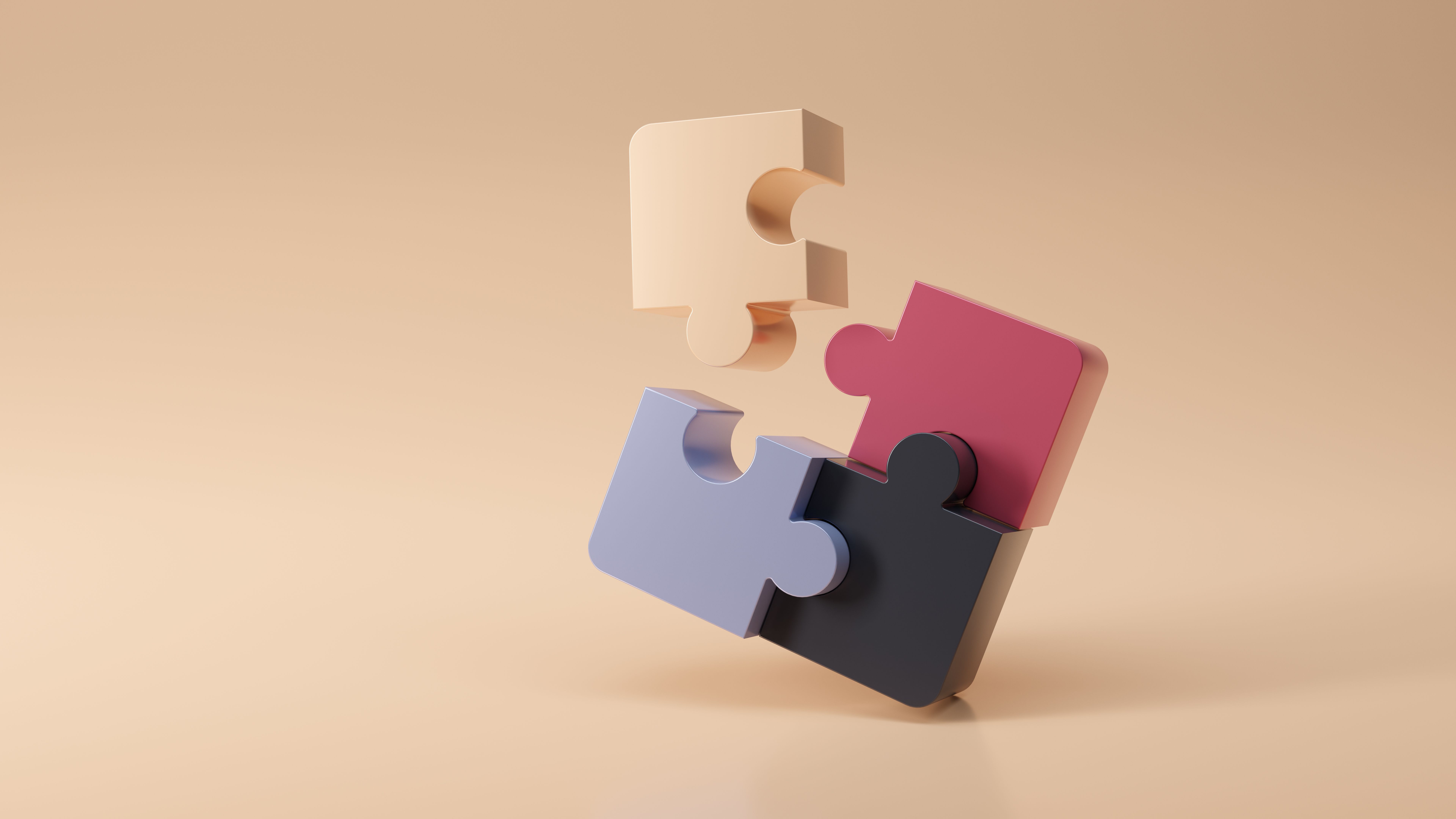 Teamwork and solution concept. 3D puzzle pieces Teamwork and solution concept. 3D puzzle pieces