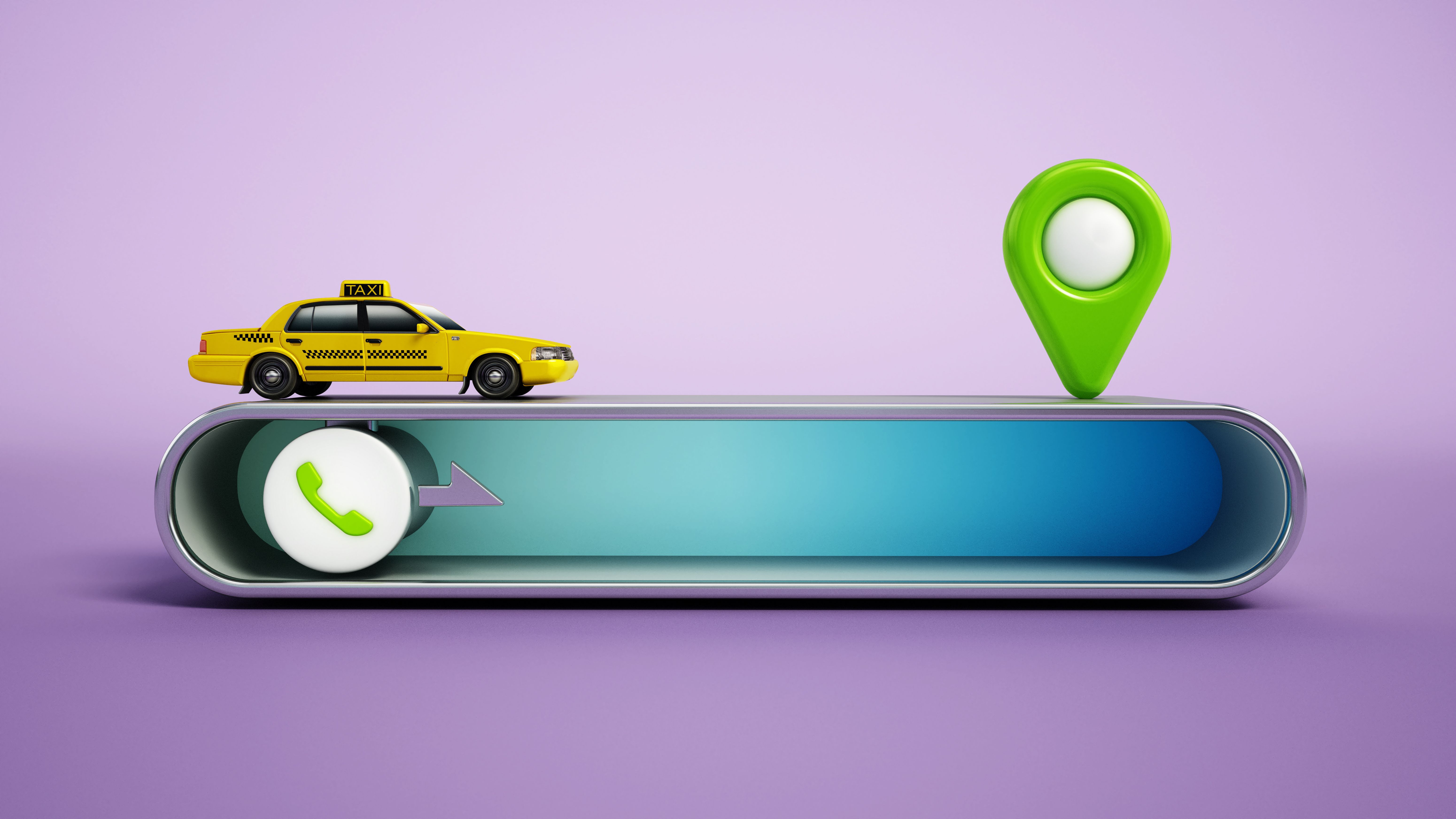 Generic taxi and GPS symbol standing on smartphone sliding button. Online and phone taxi delivery service concept Generic taxi and GPS symbol standing on smartphone sliding button. Online and phone taxi delivery service concept