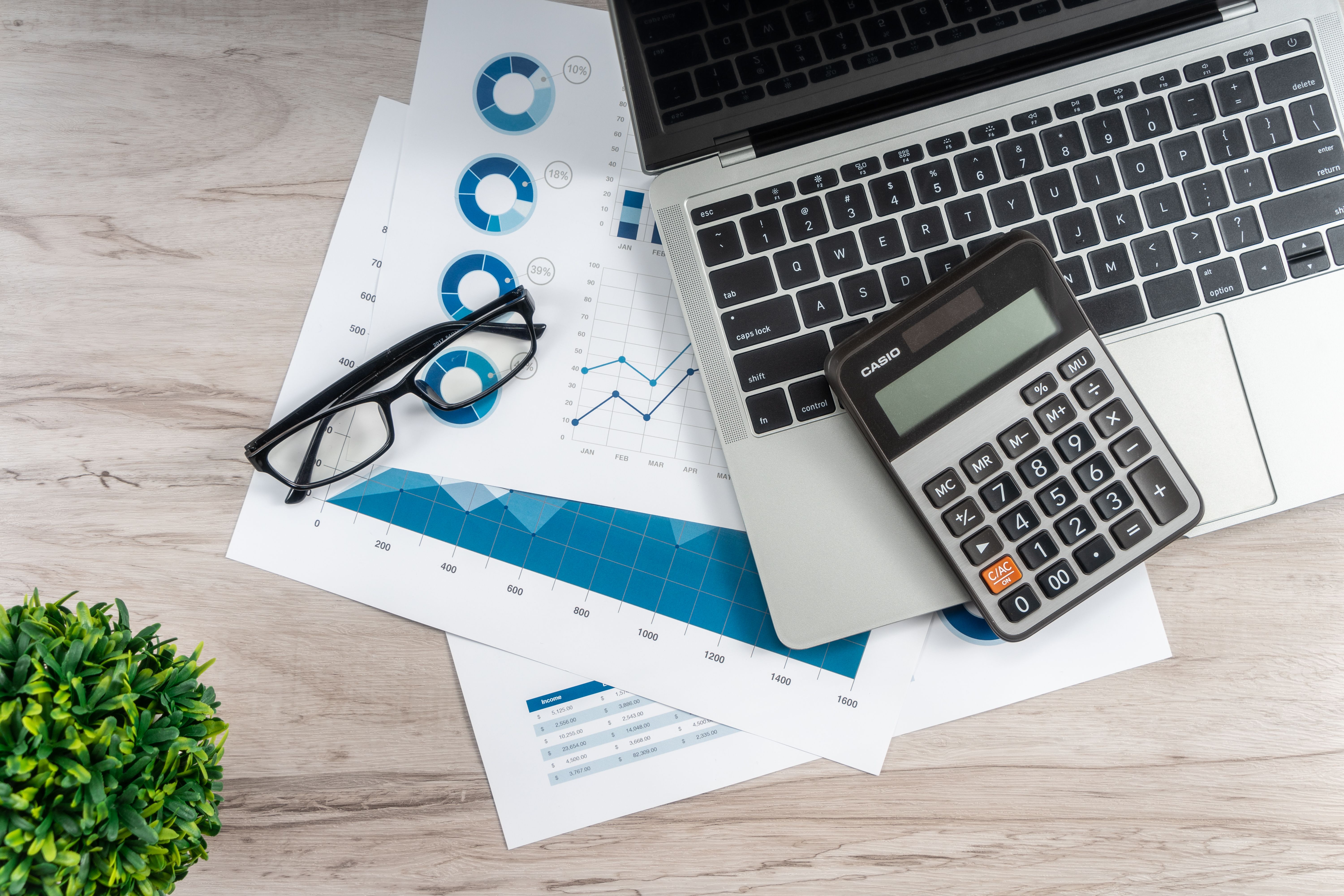 calculator and notebook