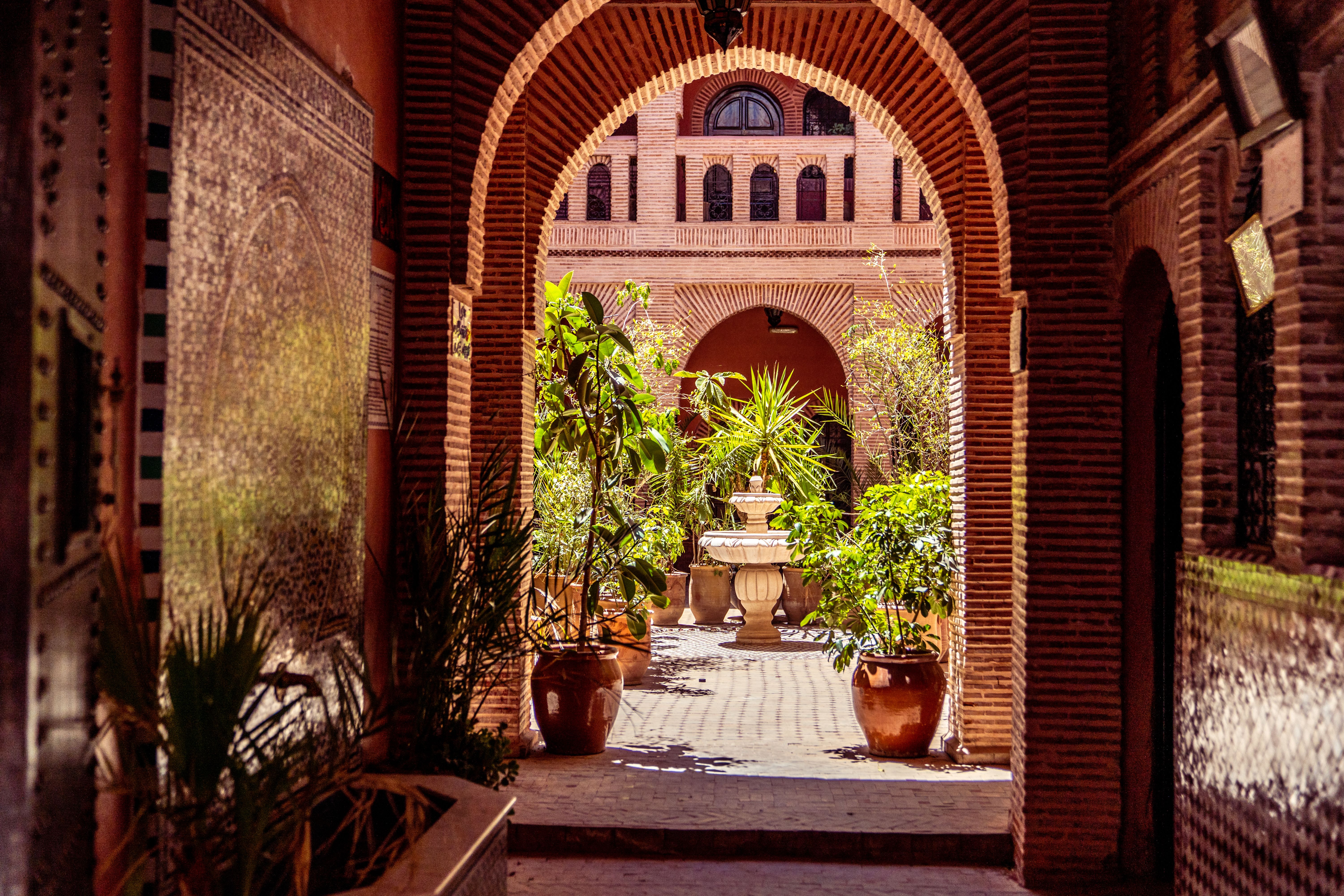 Moroccan Arch entrance. Old town of Marrakech (Medina).