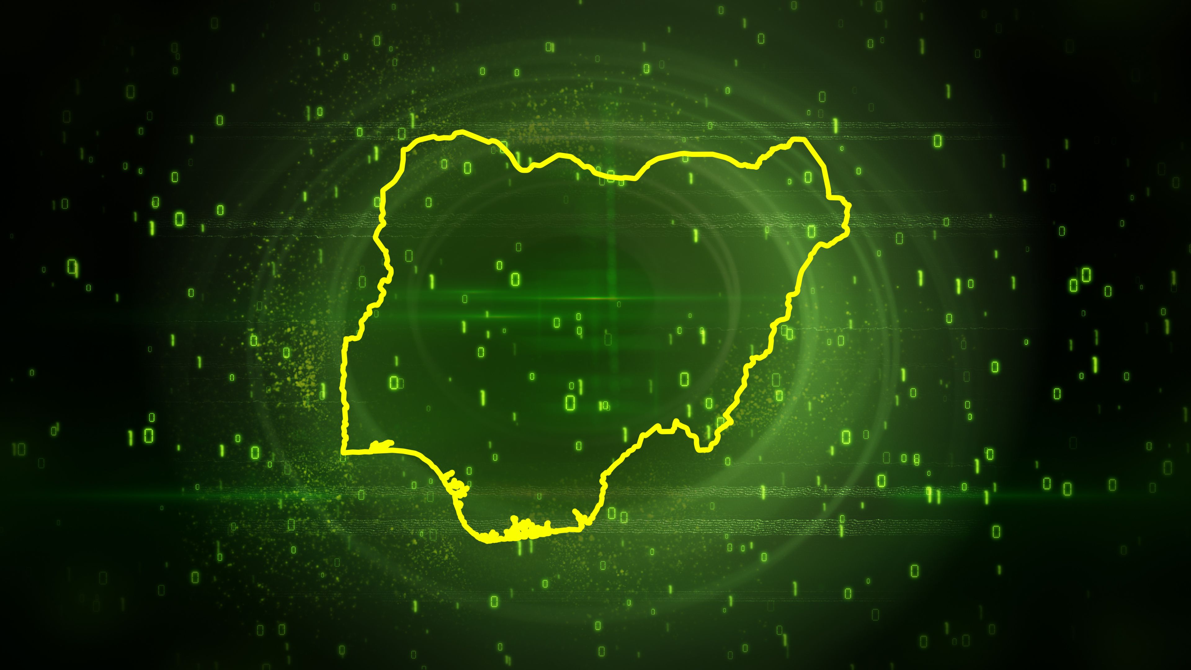 Nigeria Map on Digital Background