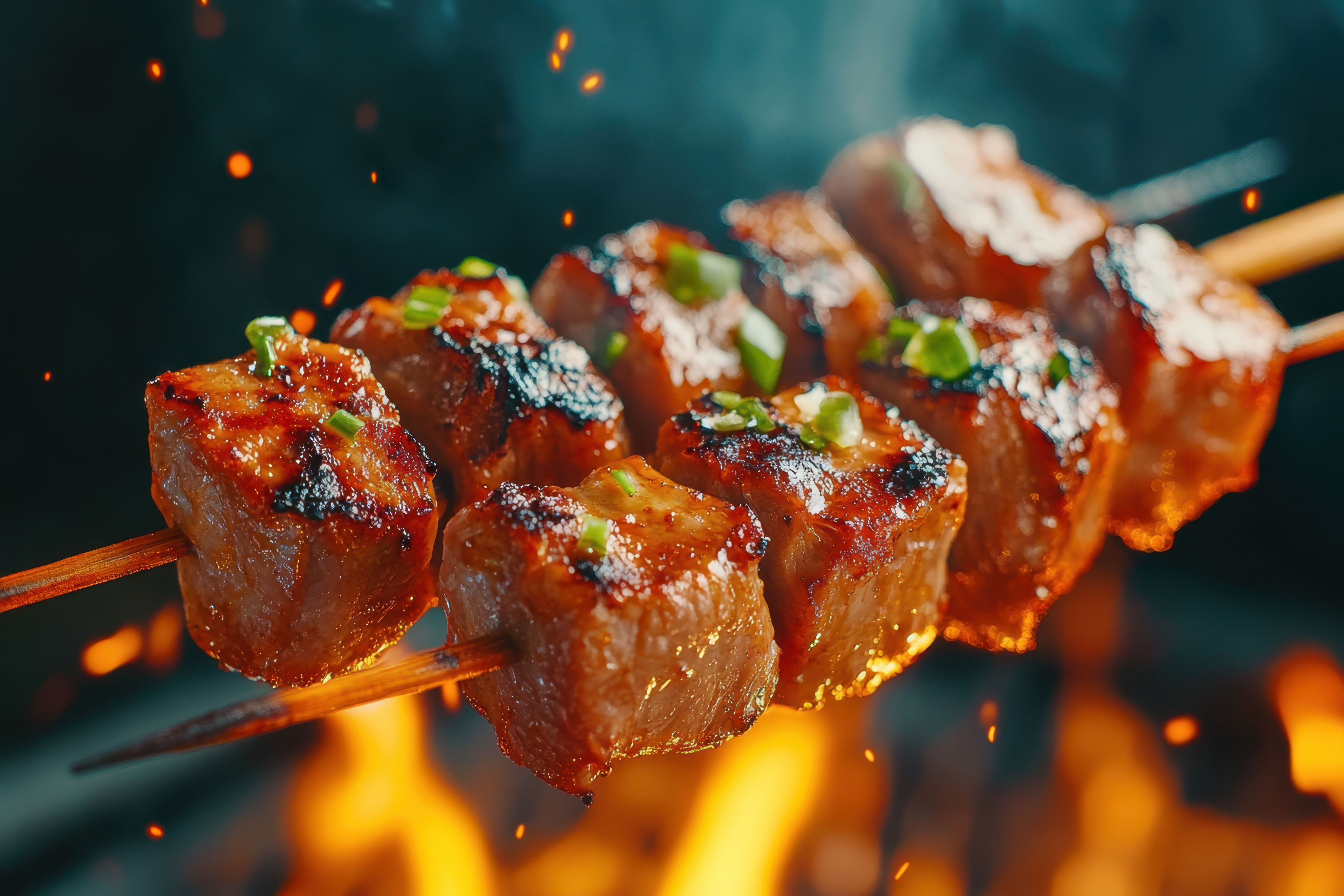 grilled pork skewers