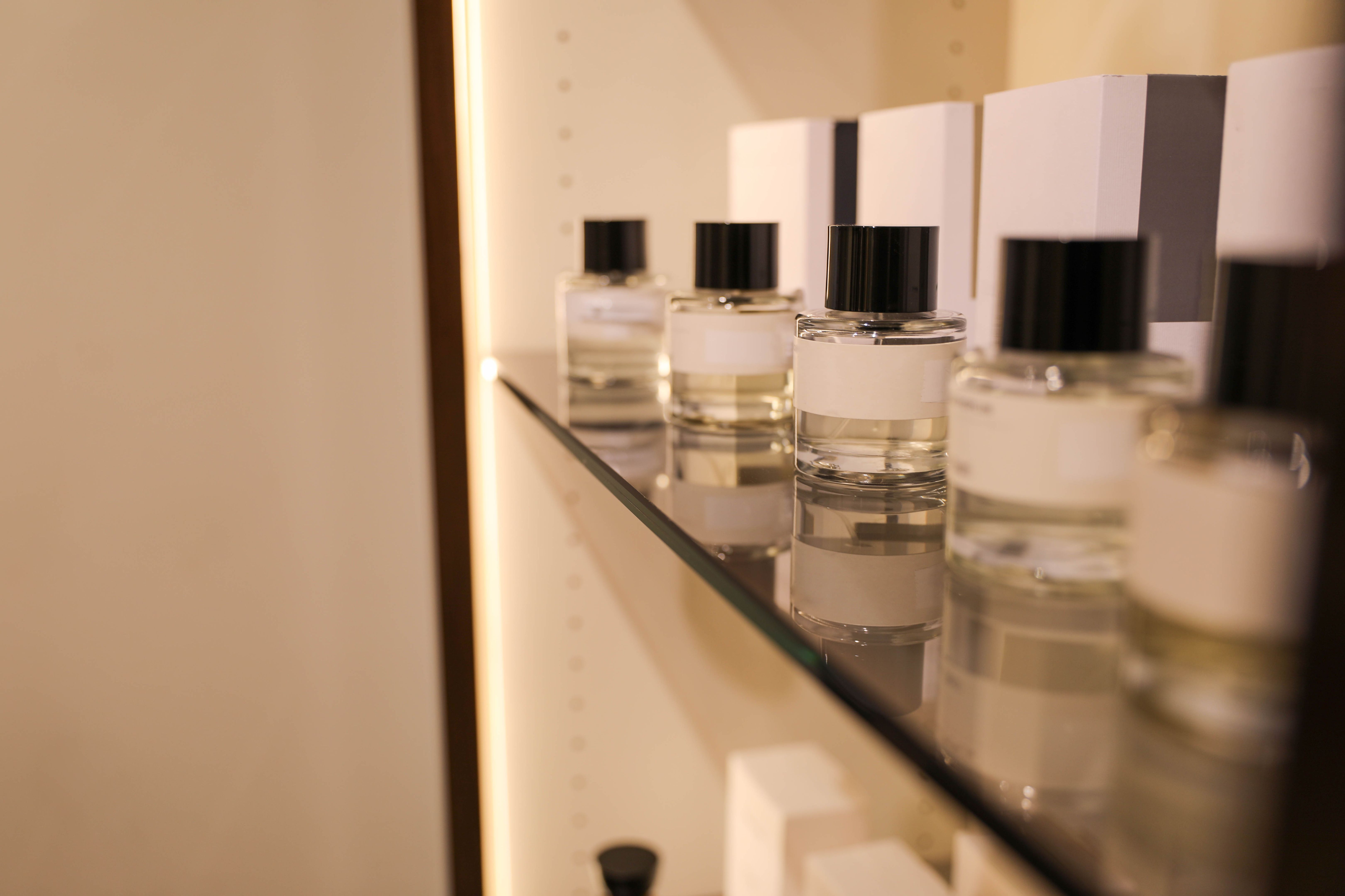 fragrance bottles display