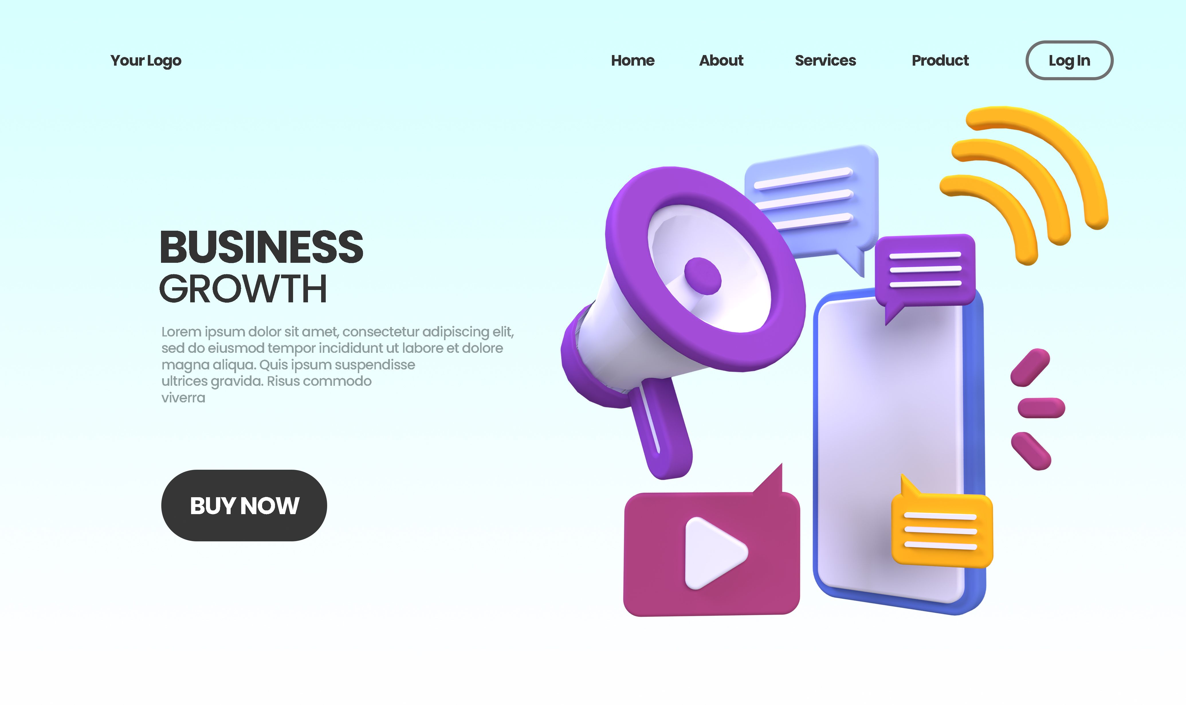 business growth concept illustration Landing page template for business idea concept background