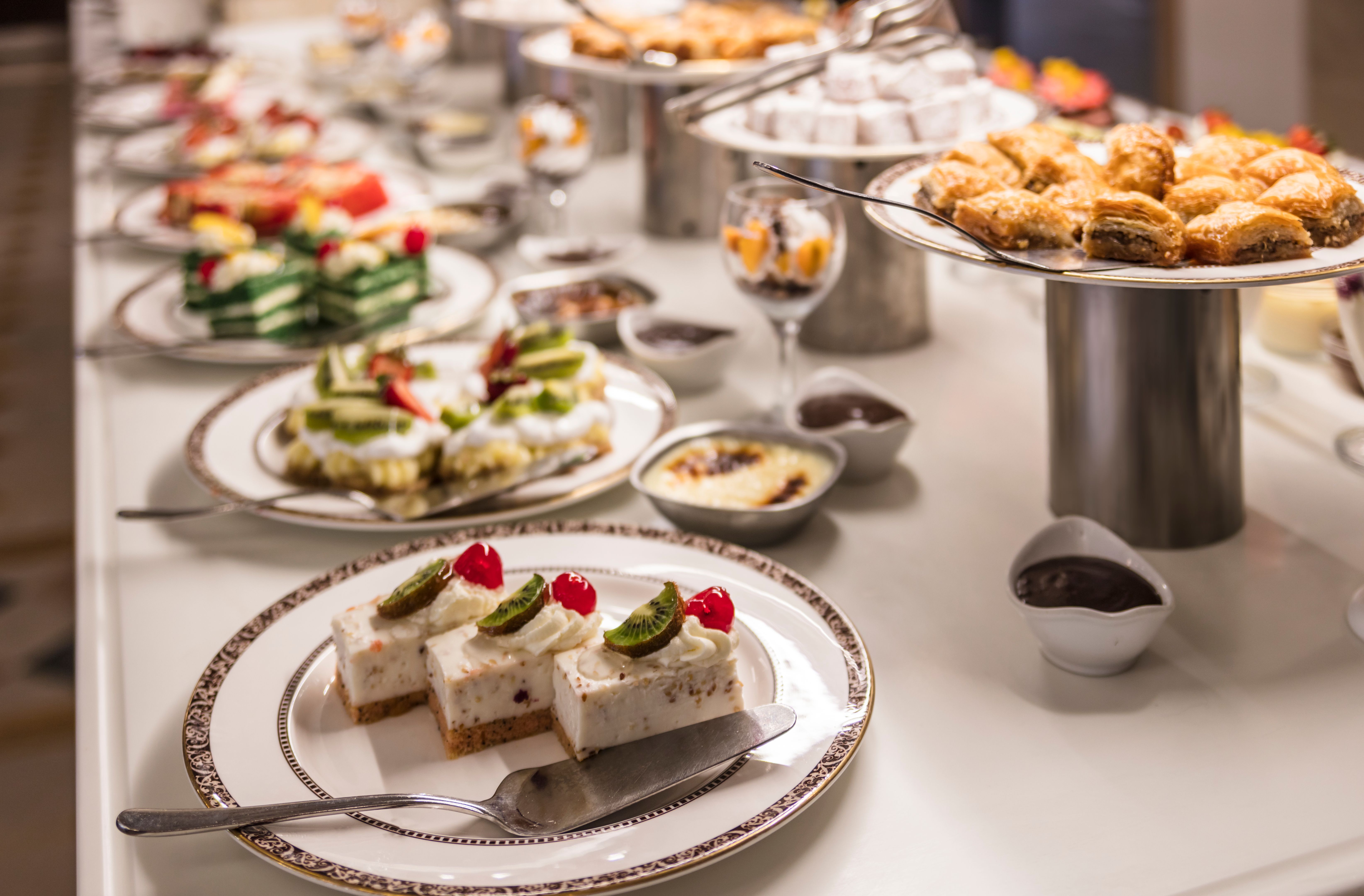 Dessert buffet in hotel restaurant