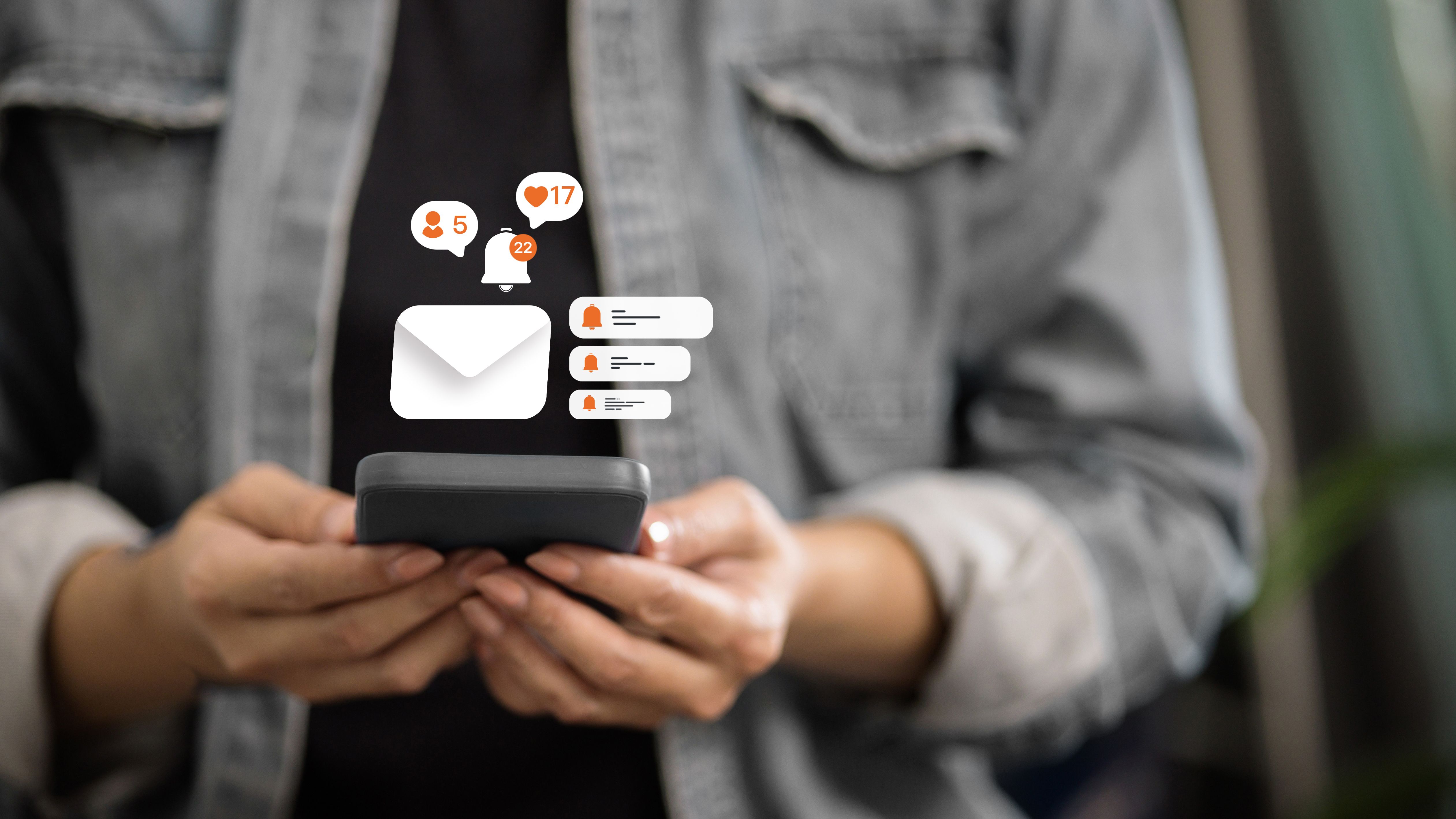 Social Media Notifications on Smartphone Screen Concept