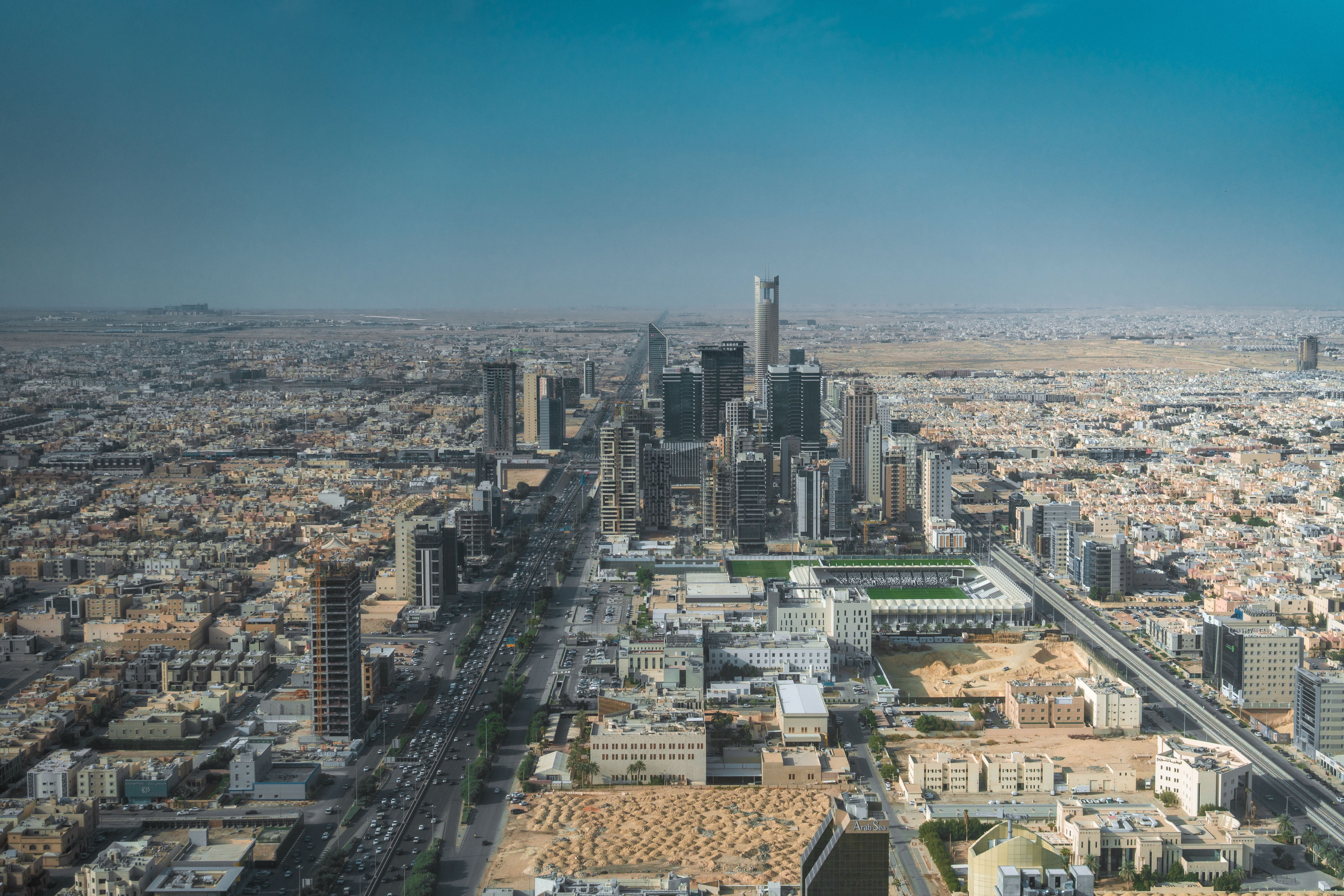 Majestic Riyadh City Skyline Under Clear Blue Sky Majestic Riyadh City Skyline Under Clear Blue Sky