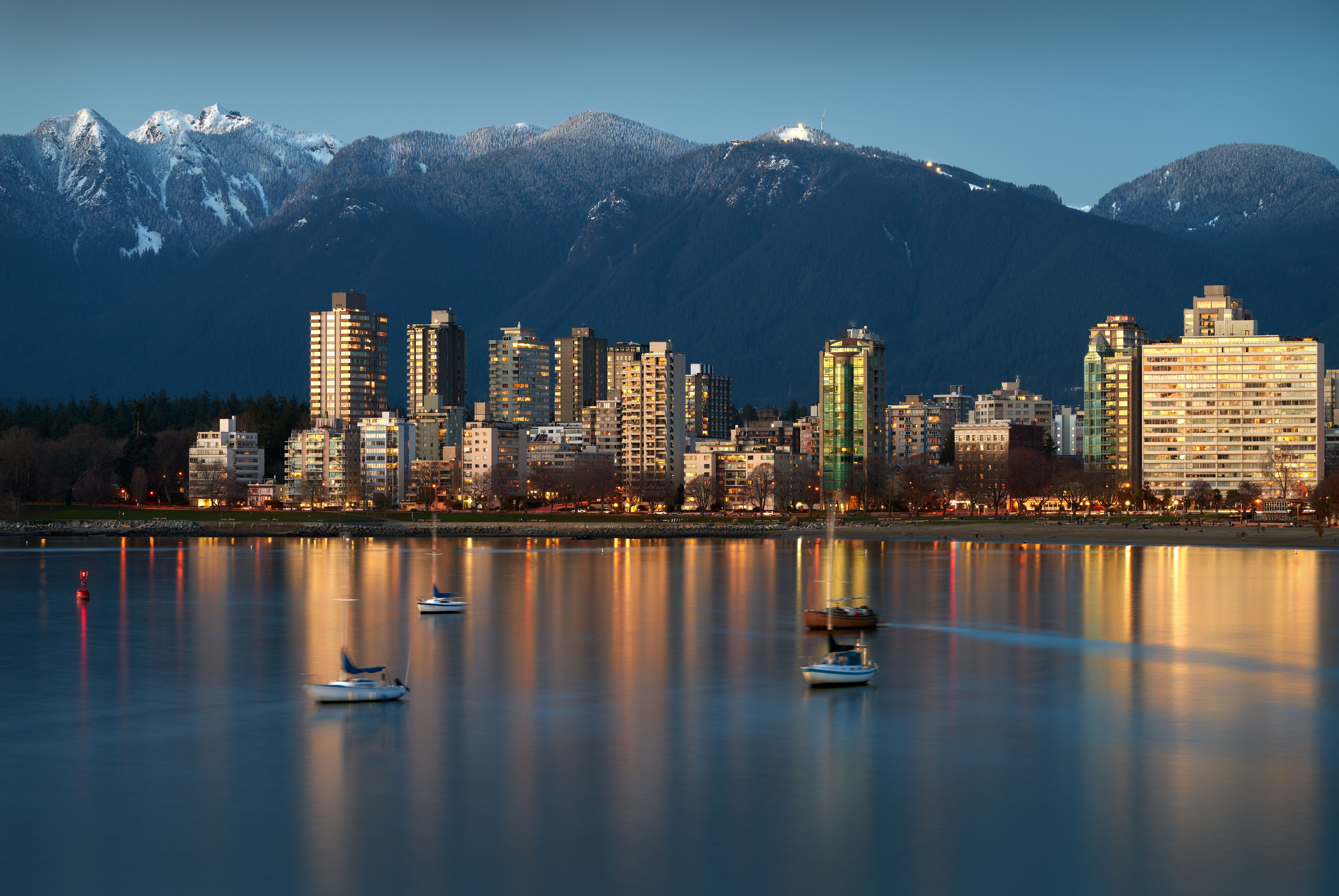 Vancouver Mountains and West End Dusk