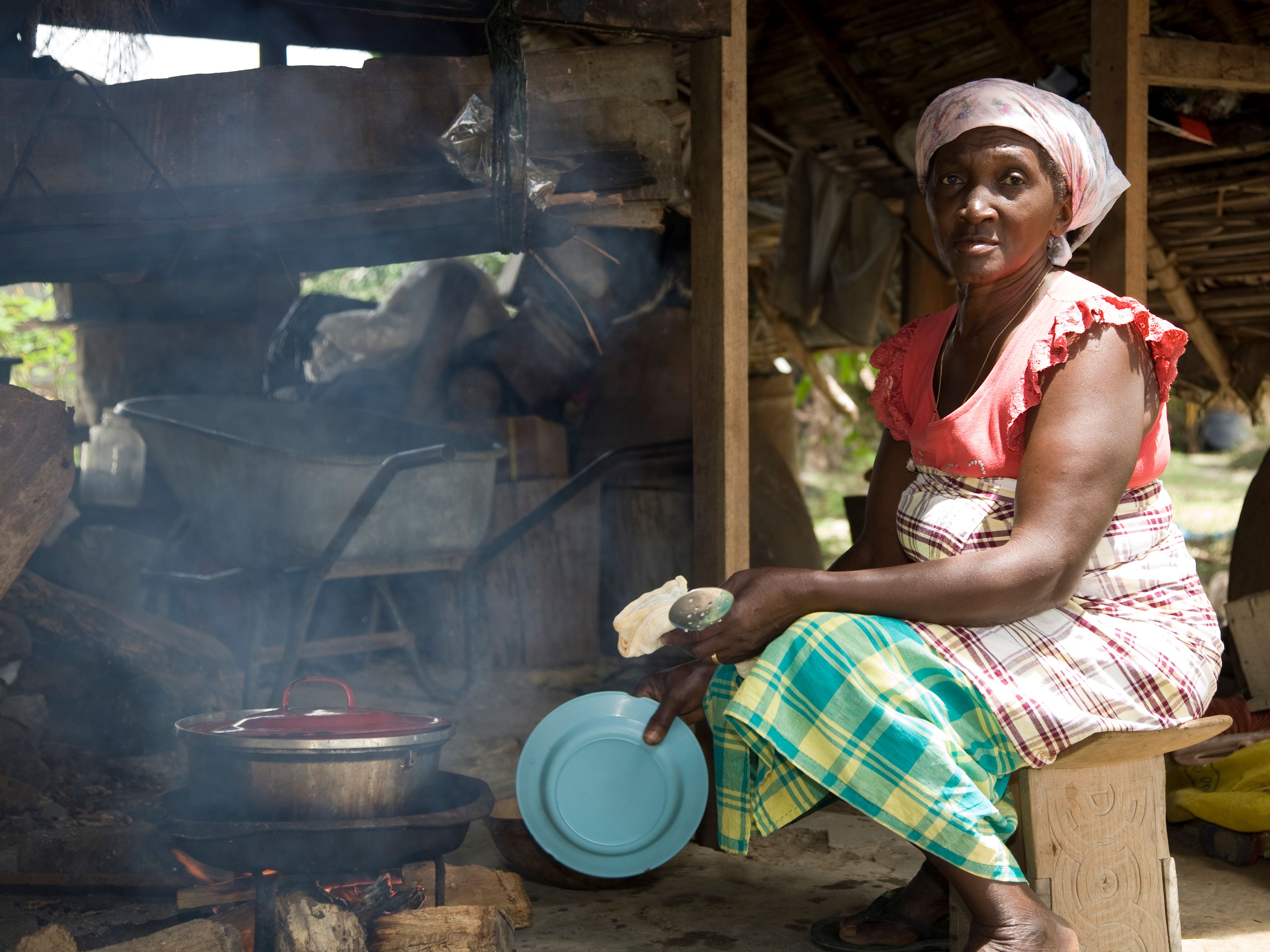 Suriname, preparing food.
