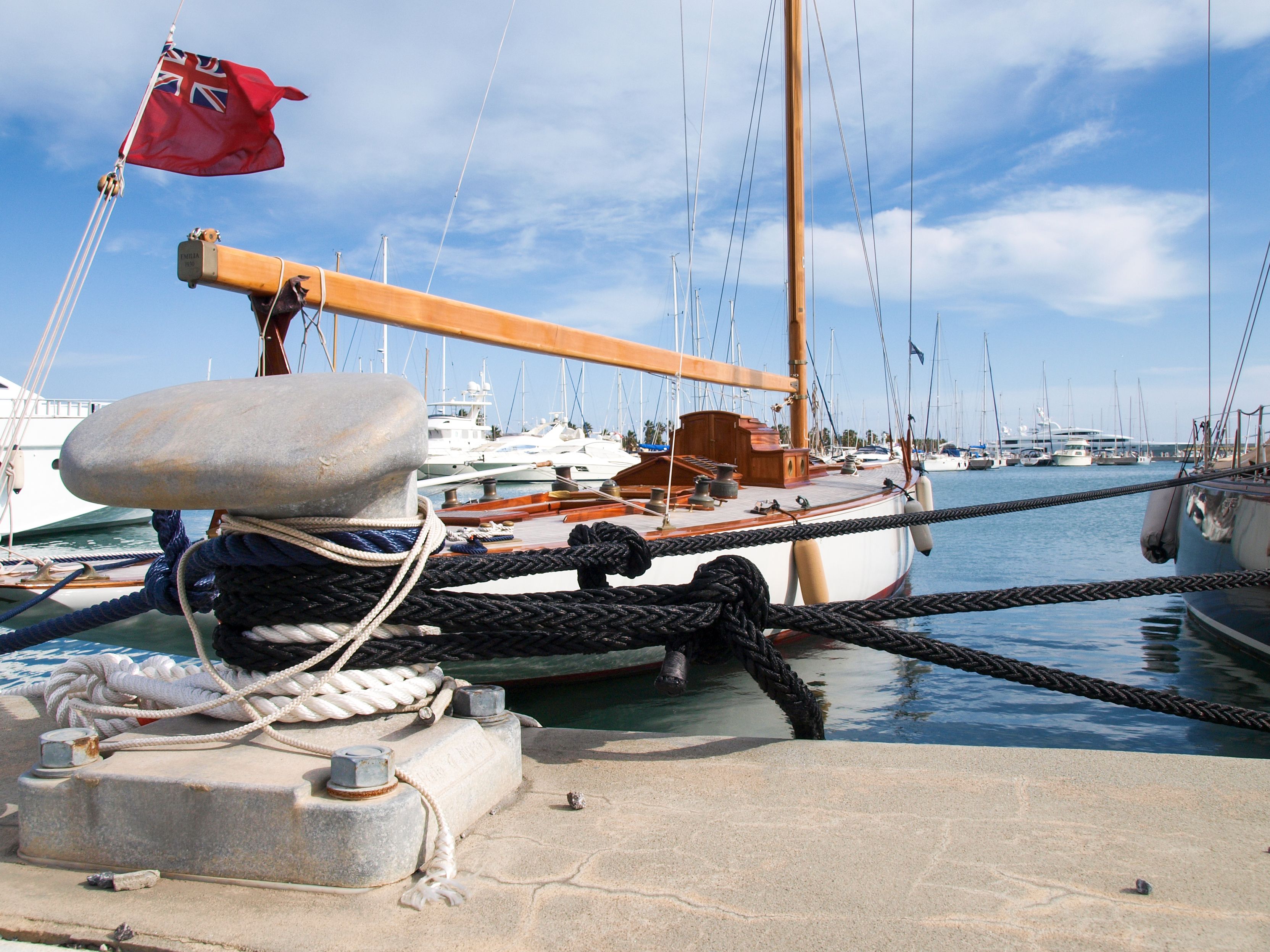 Various boats moored in the harbor