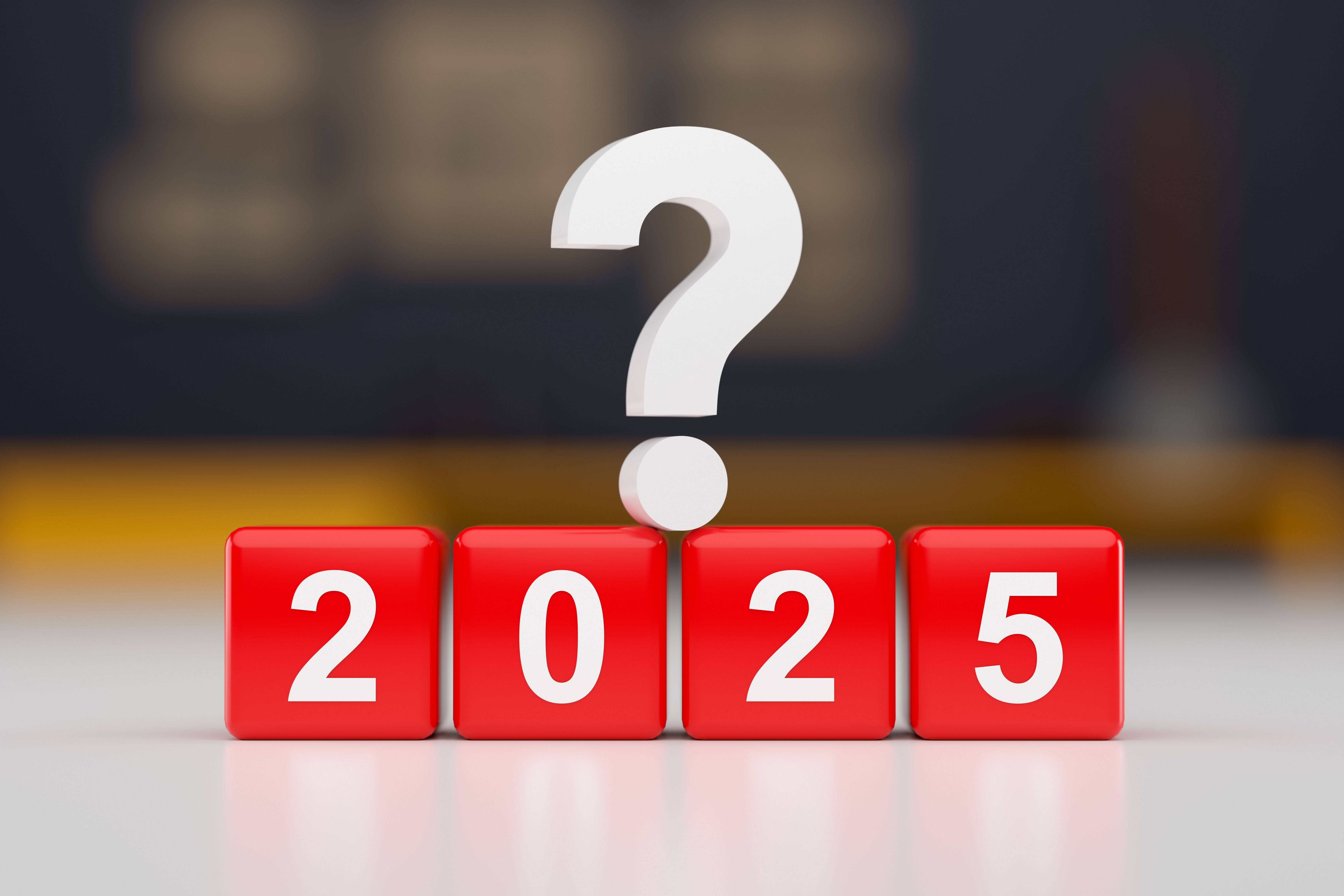 Question mark over the year 2025 on red cubes: challenges and uncertainties ahead