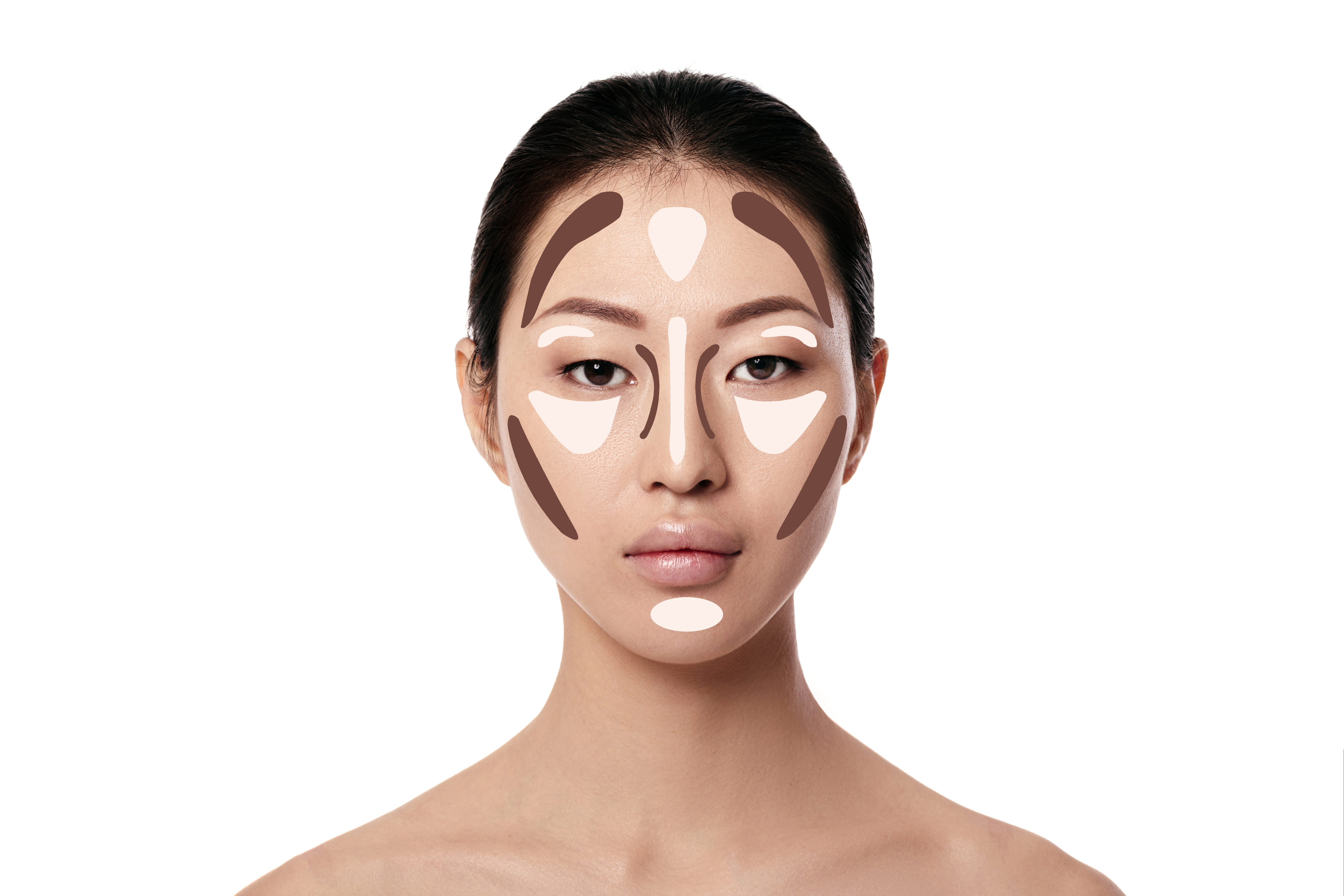 Make up asian woman face on white background.