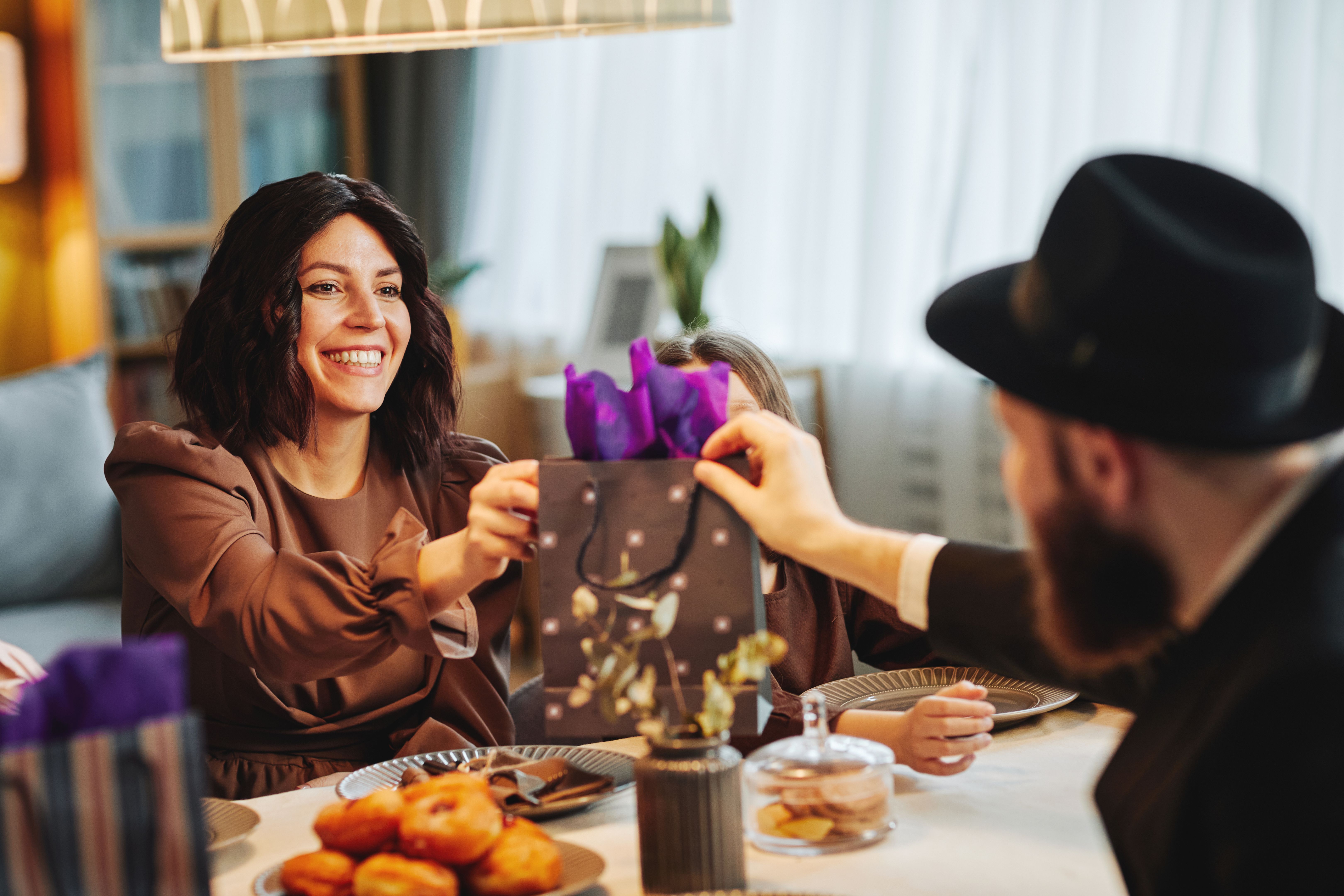 Jewish Couple Sharing Gifts