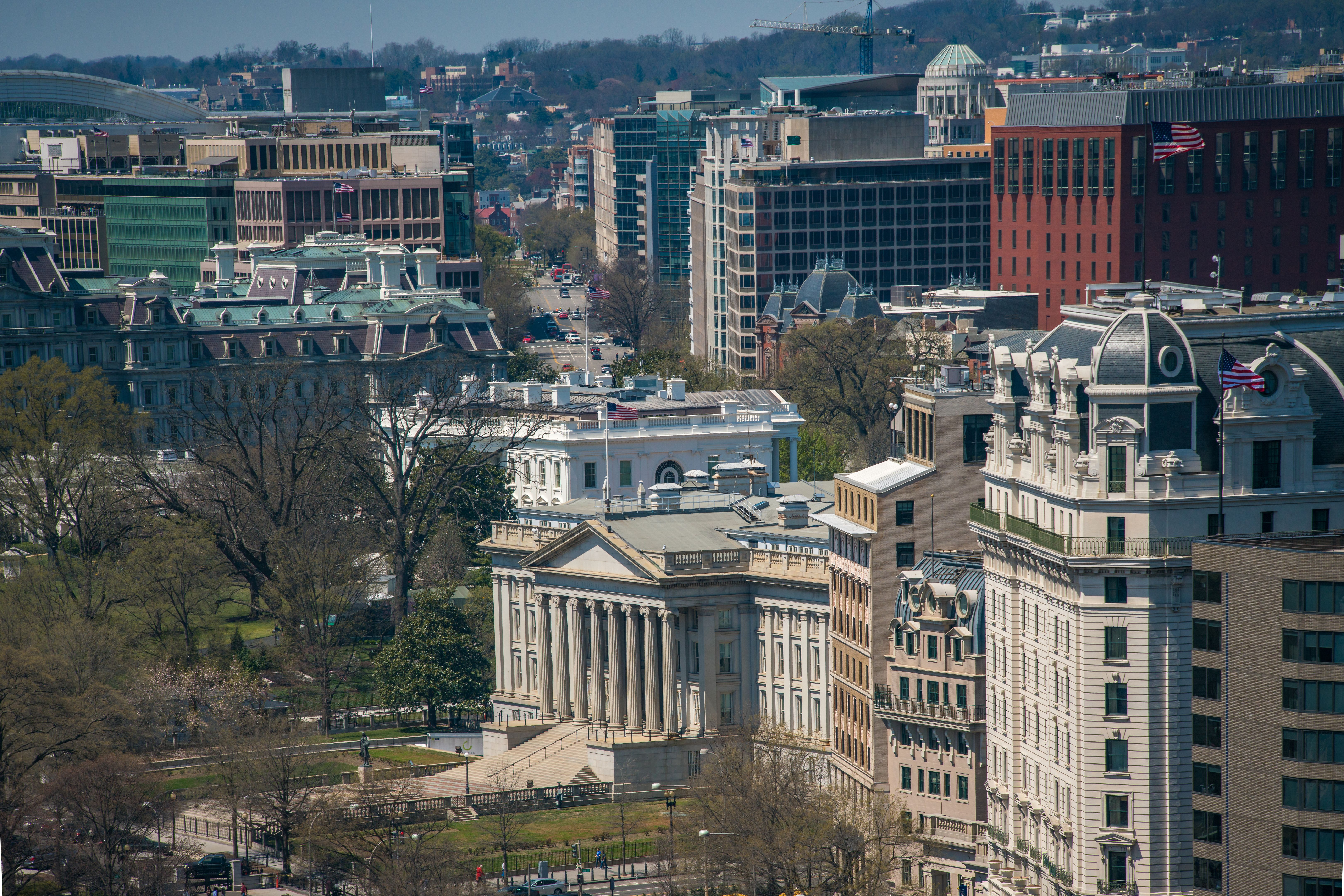 United States Treasury and White House in Washington, DC