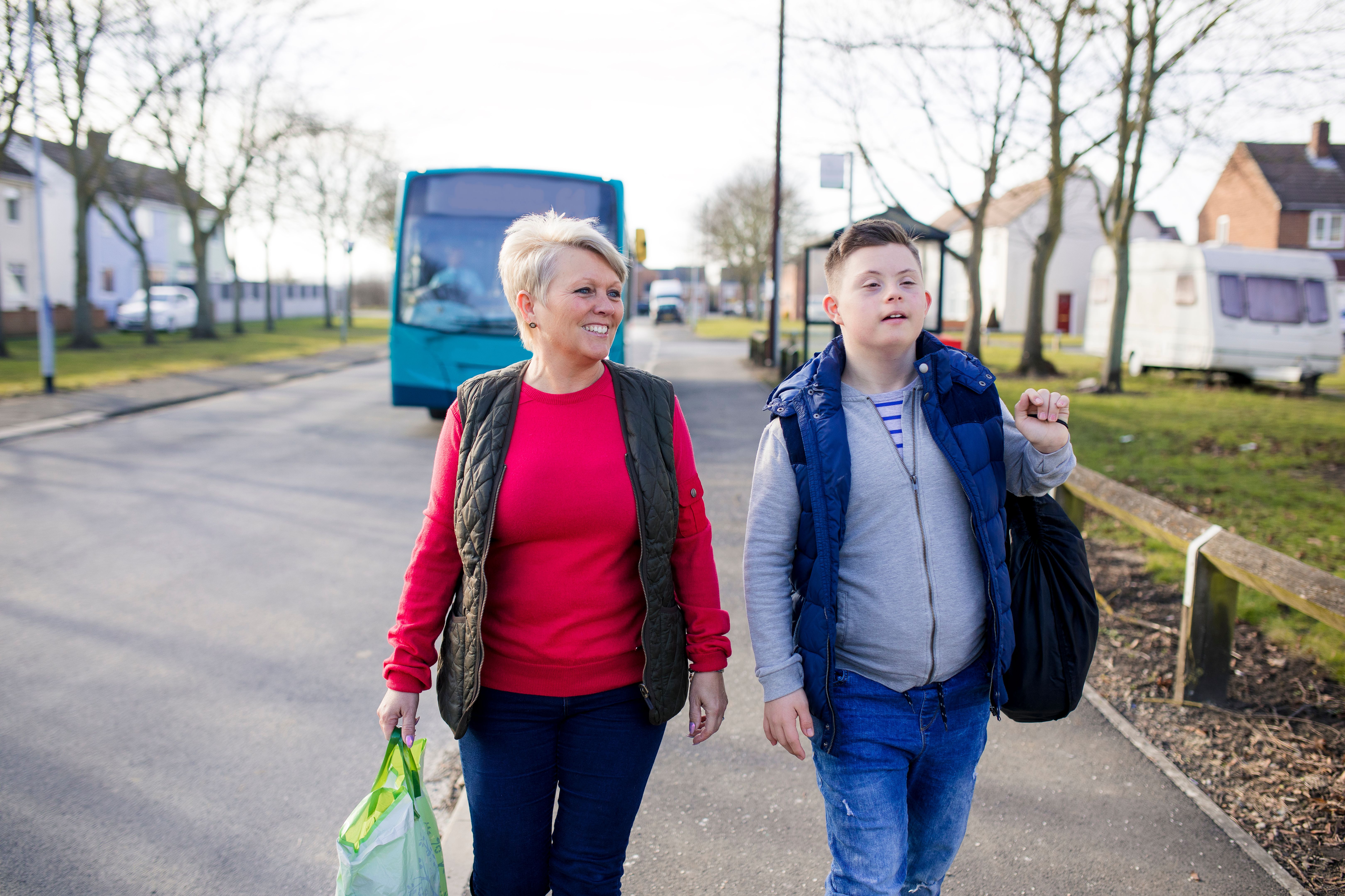 Walking from the Bus Stop