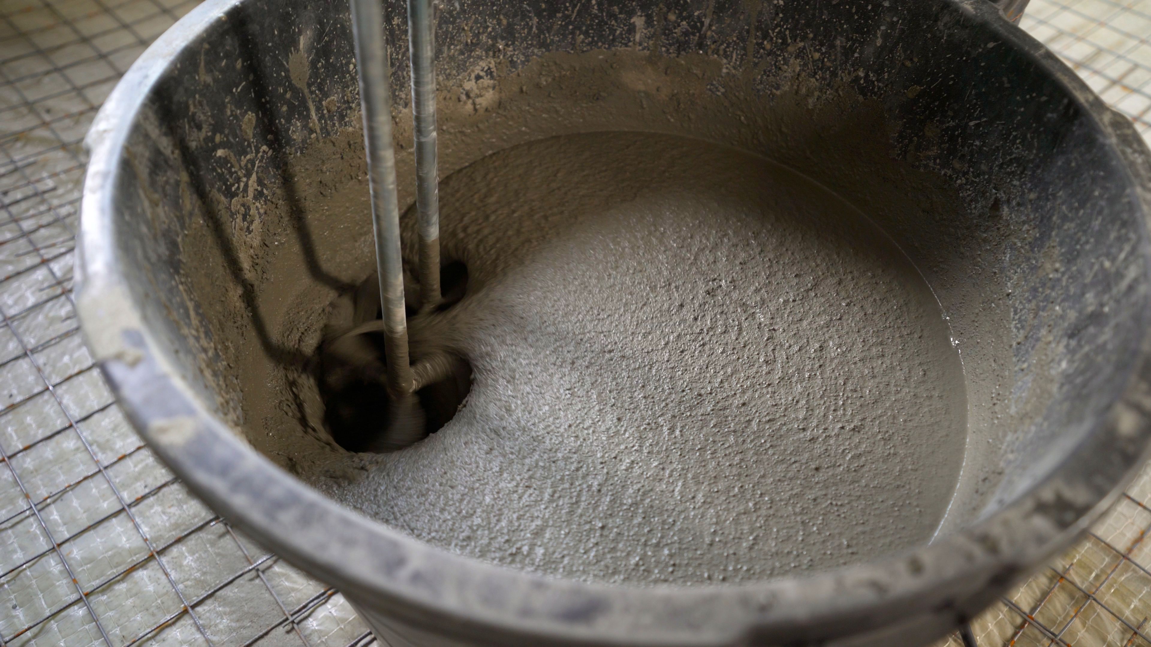 mixing concrete