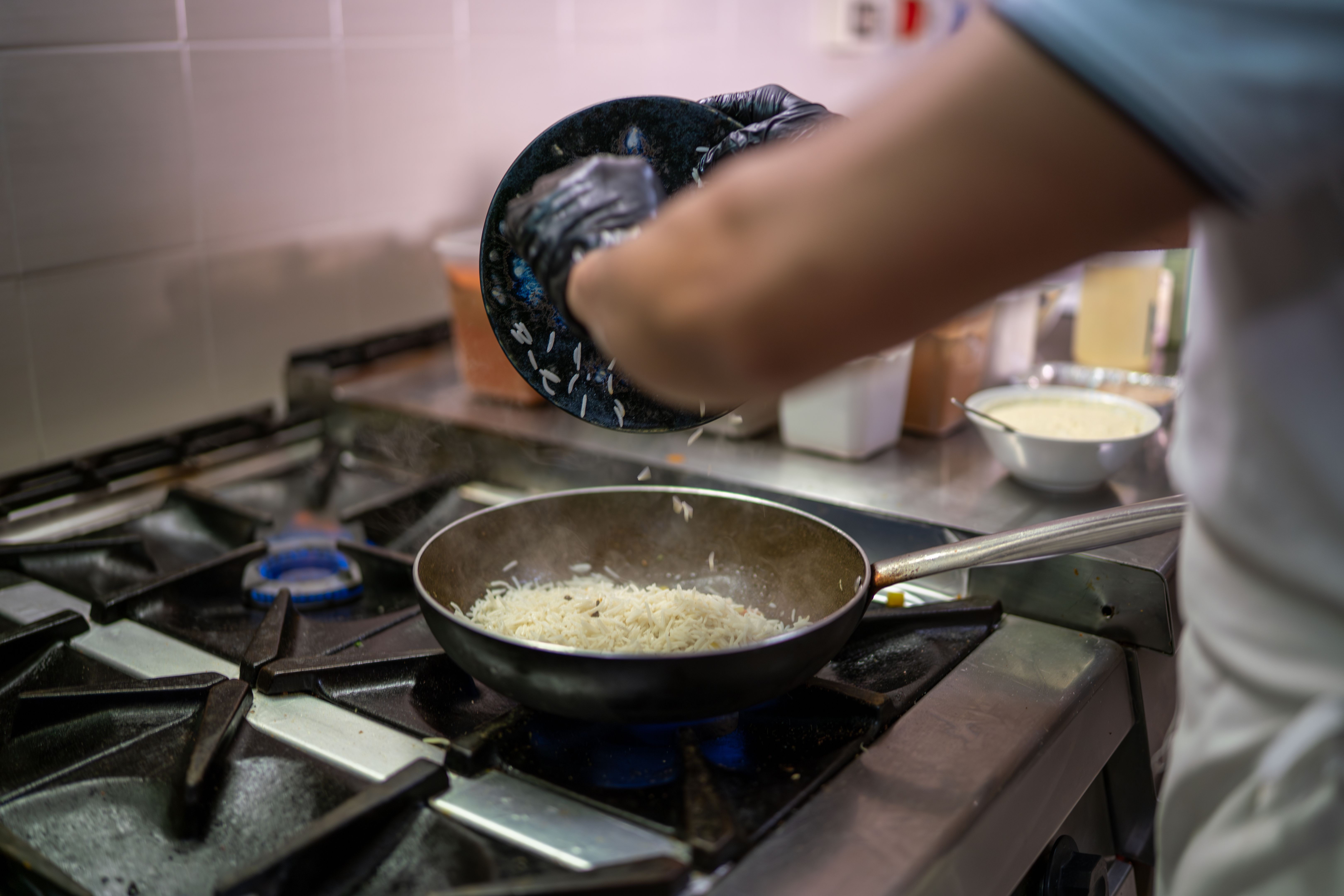 chef cooking rice