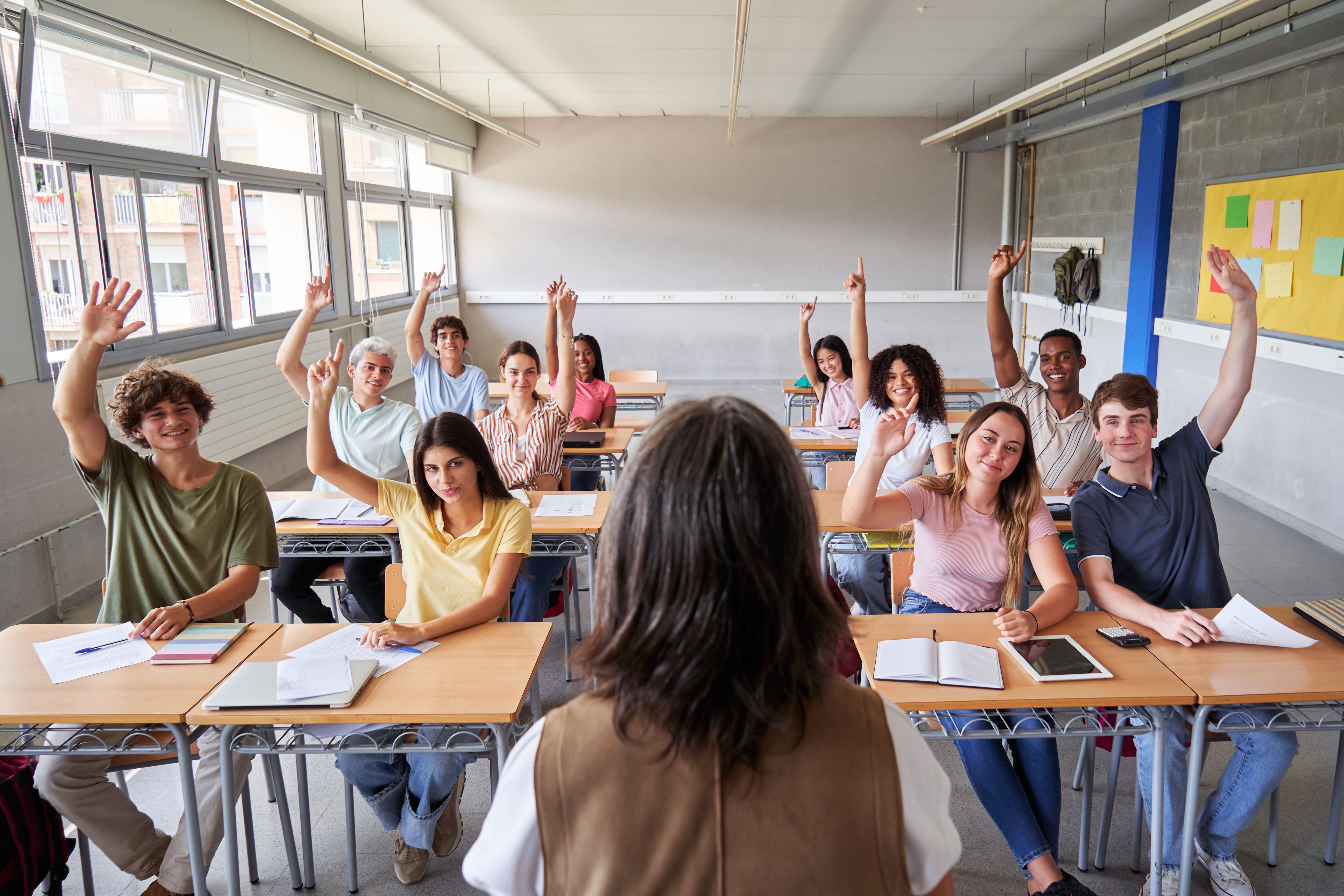 students learning