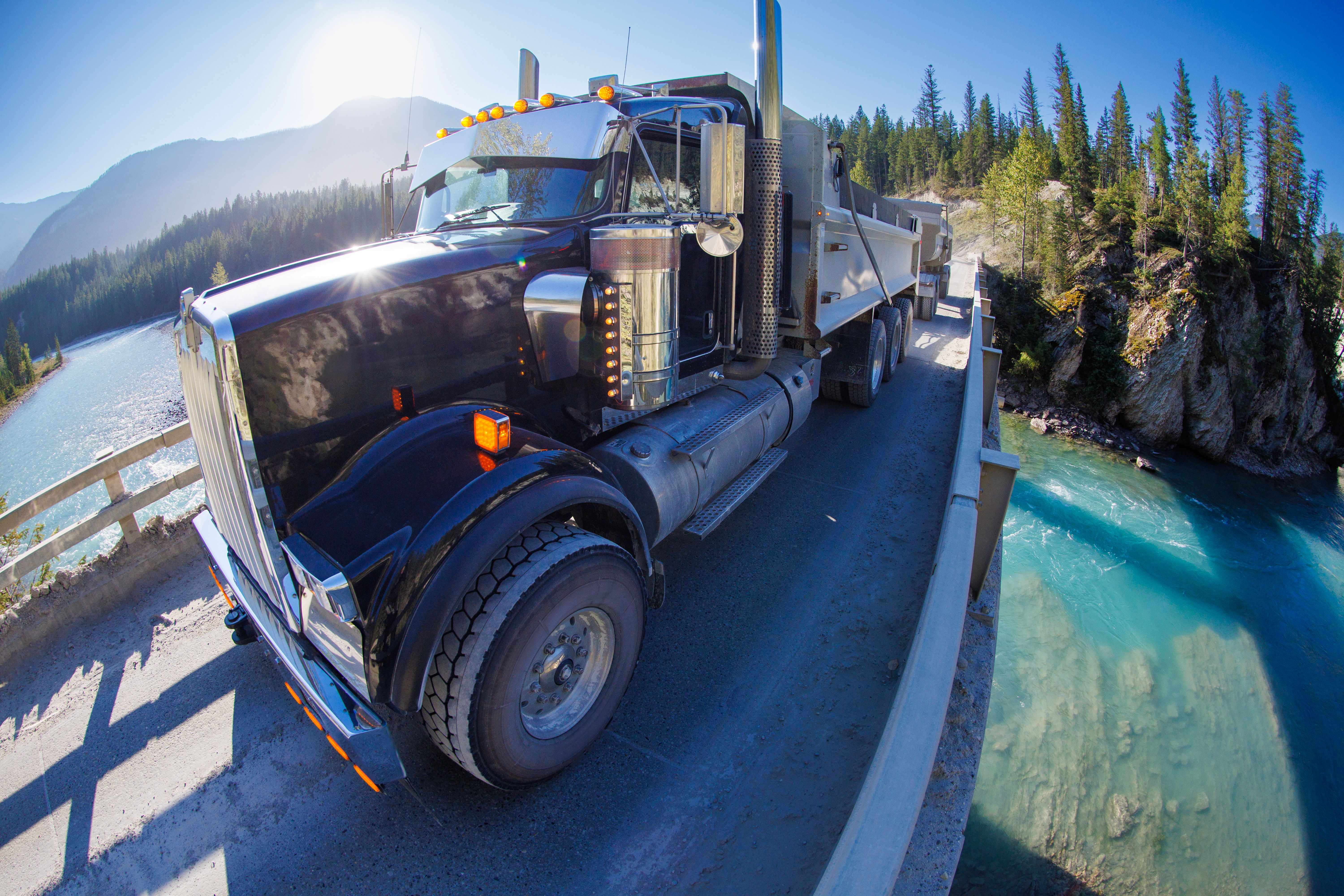 dump trailer hauling