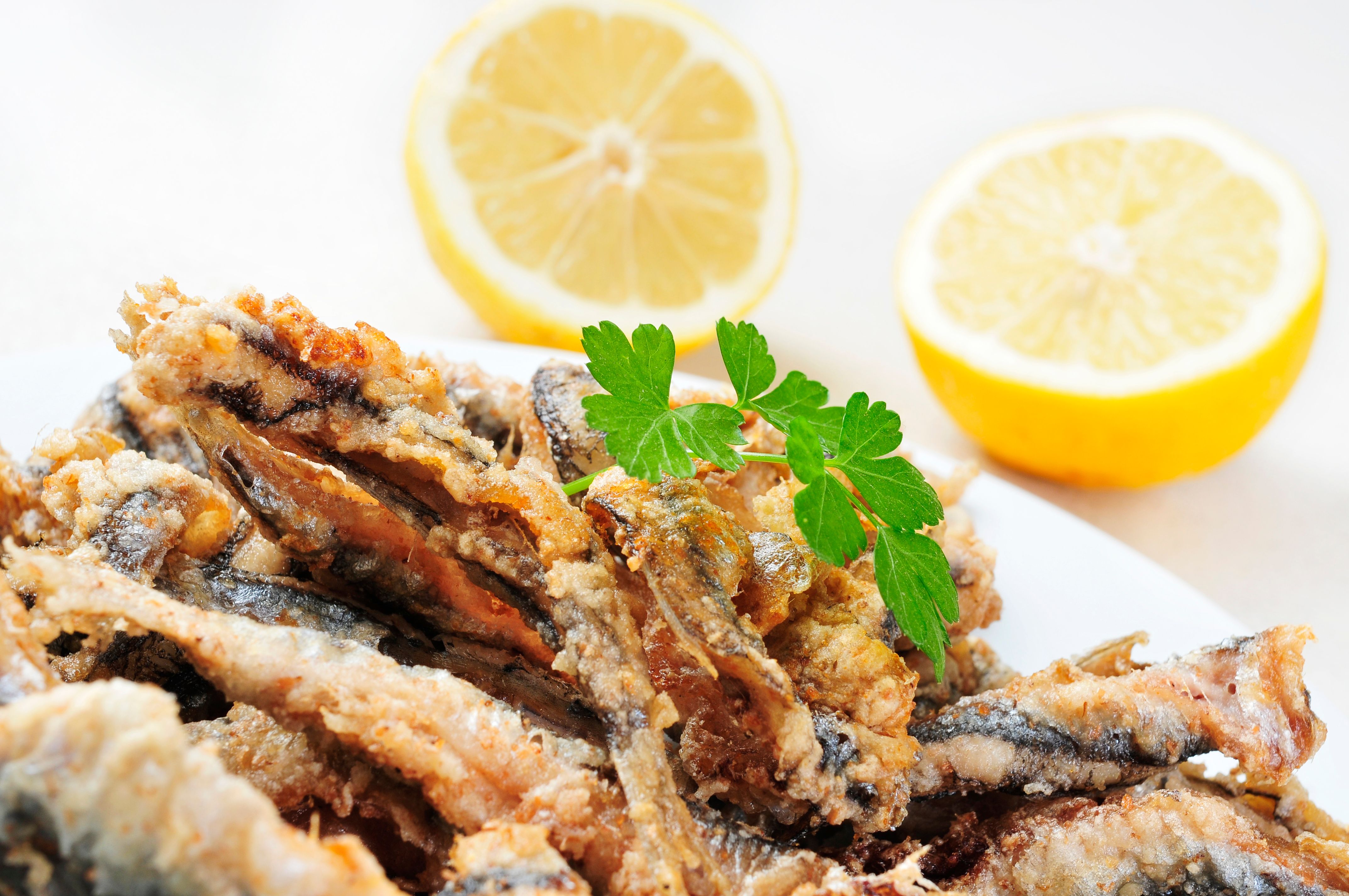 spanish boquerones fritos, battered and fried anchovies typical in Spain