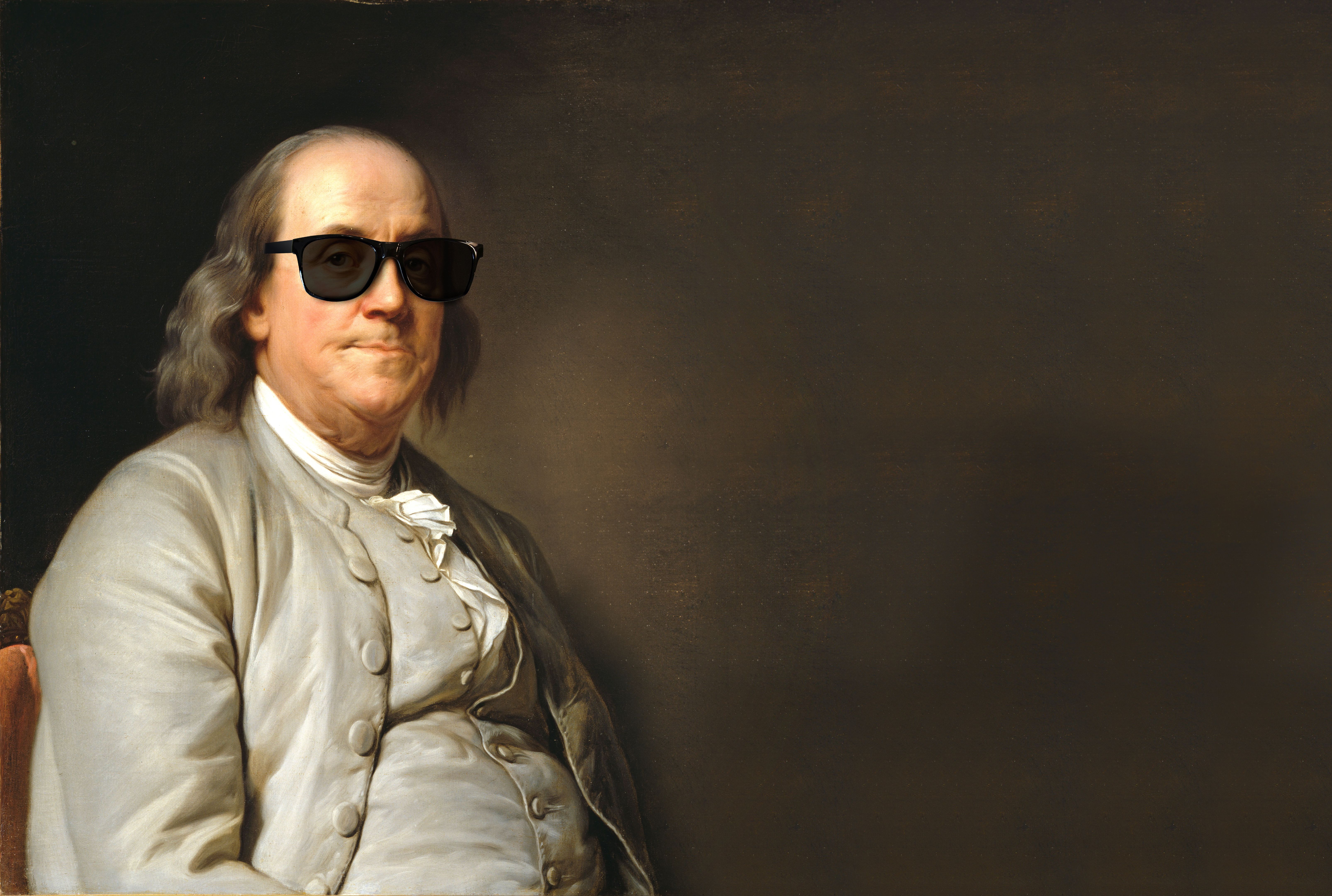 Benjamin Franklin with sun glasses Benjamin Franklin with sun glasses