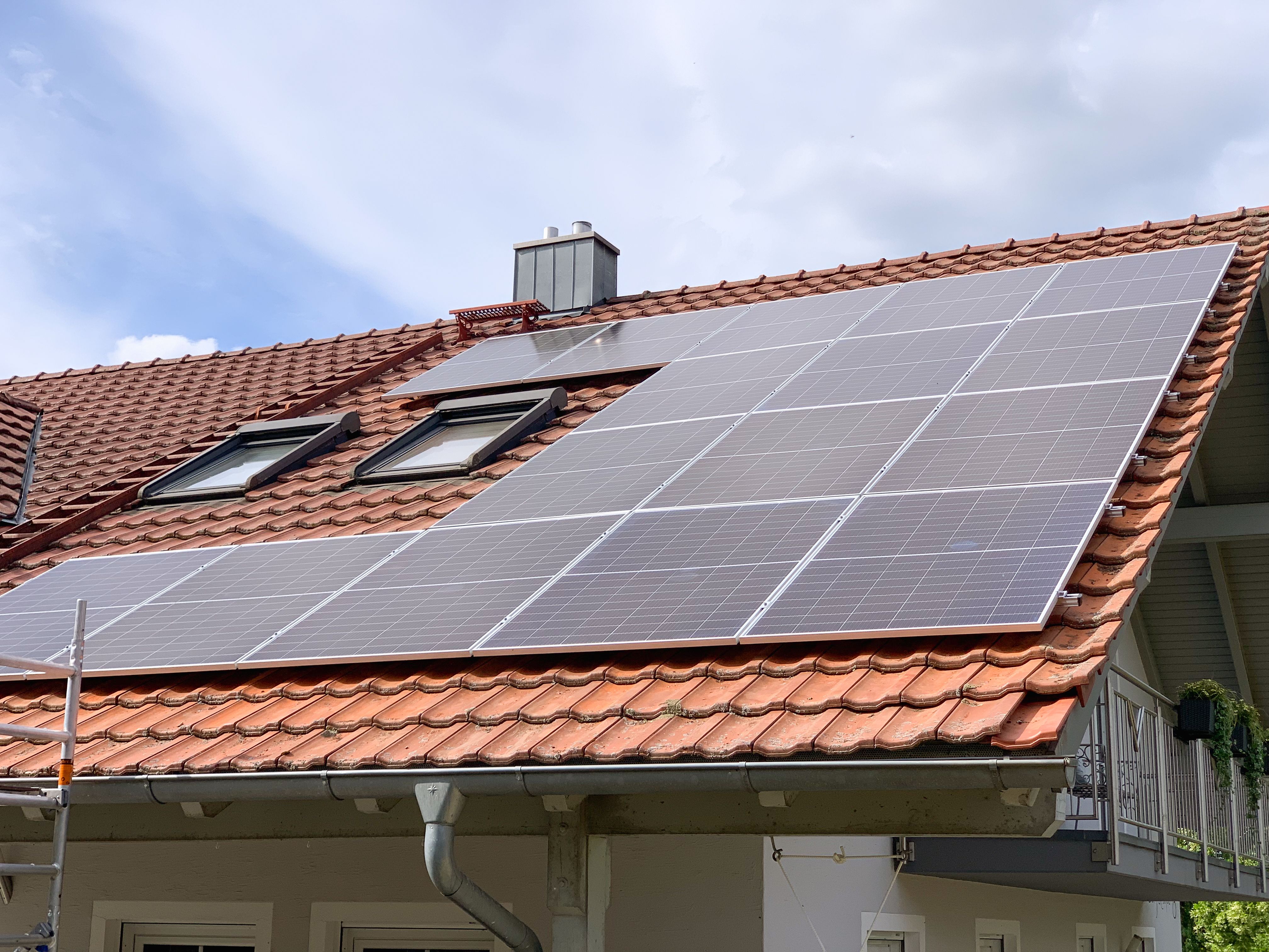 Close up of solar panels on roof home