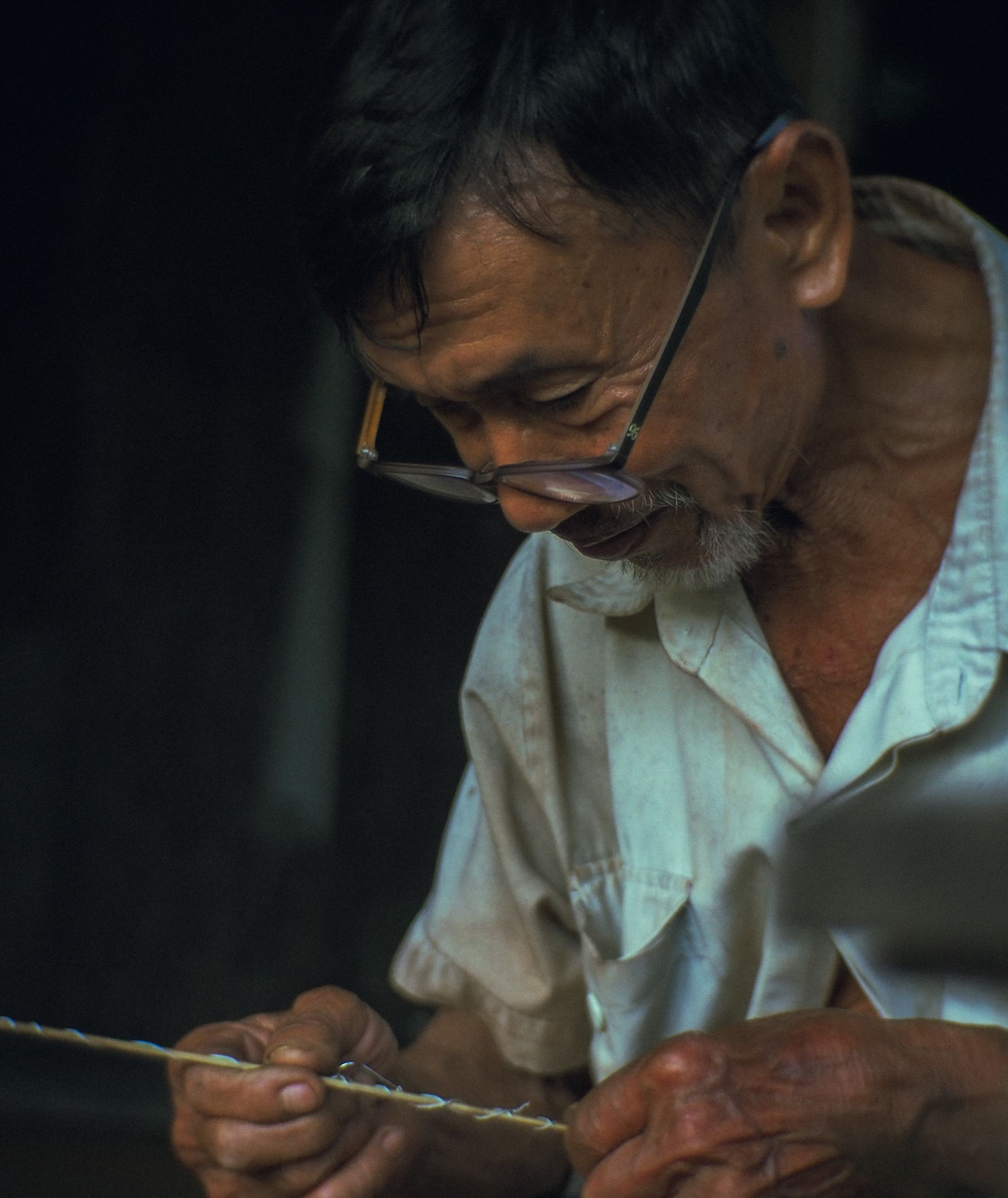 The old man and him fishing rod.