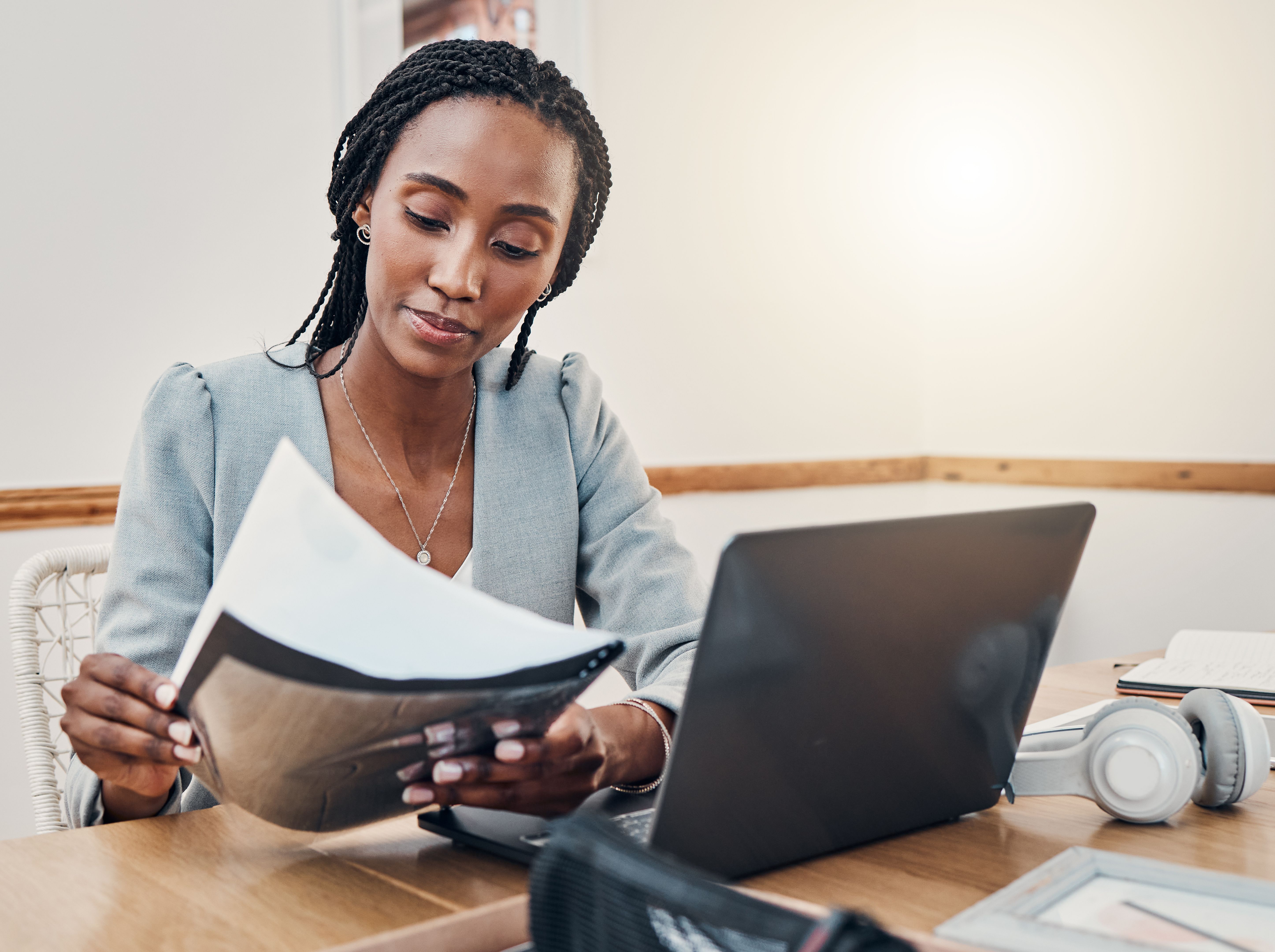 bride reviewing documents