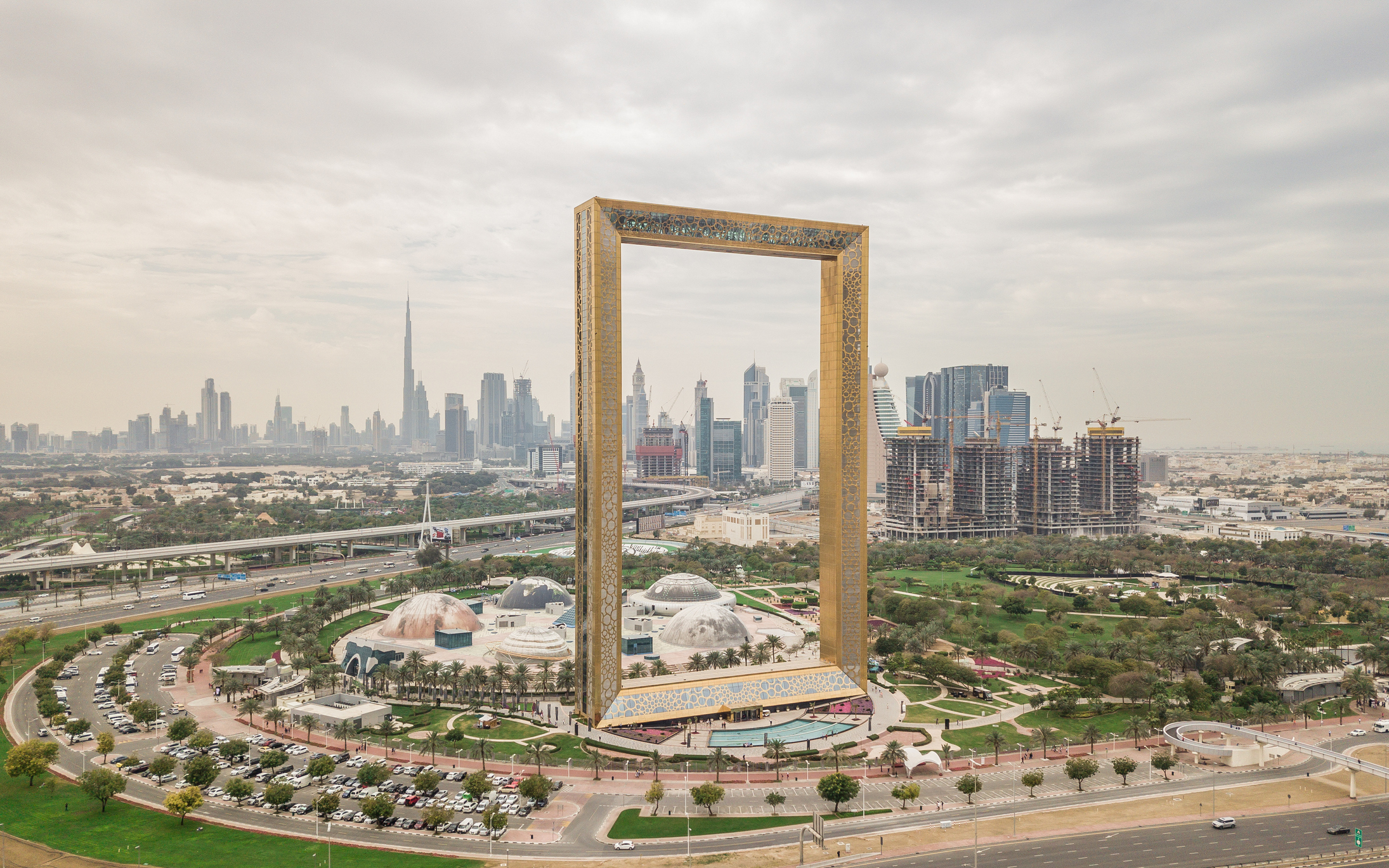 Aerial view of Dubai Frame