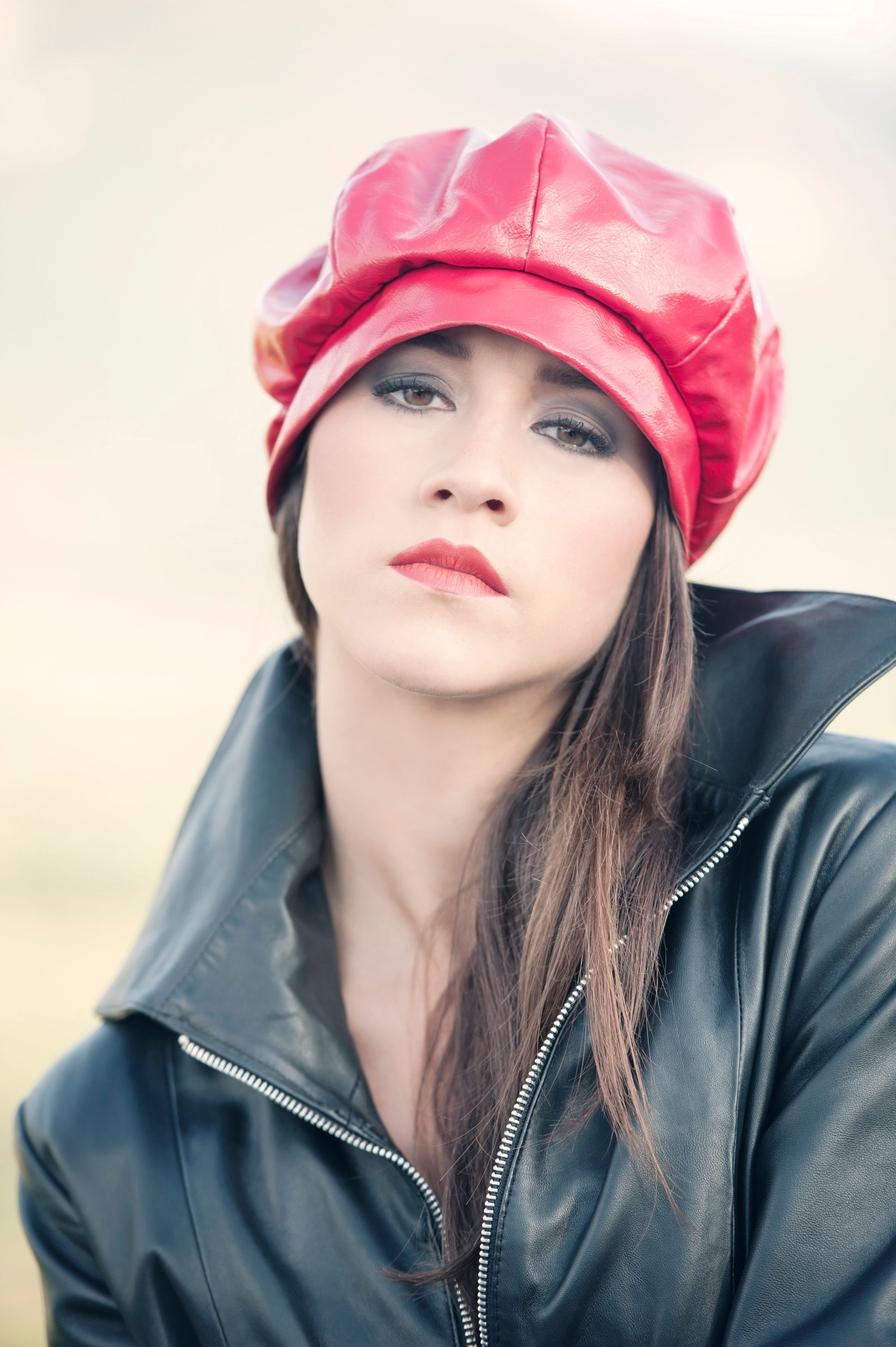 Attractive Young Woman in Leather